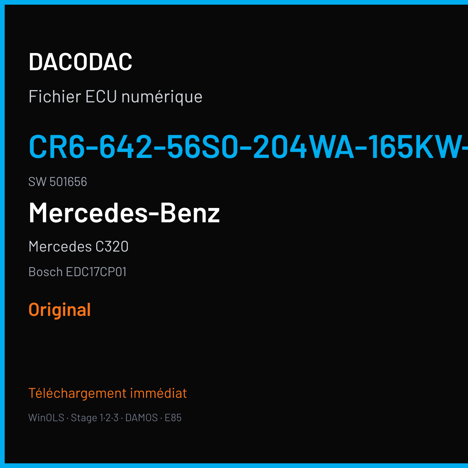 Mercedes C320 — Bosch EDC17CP01 — CR6-642-56S0-204WA-165KW-EU4OP-006C · 501656 — Original