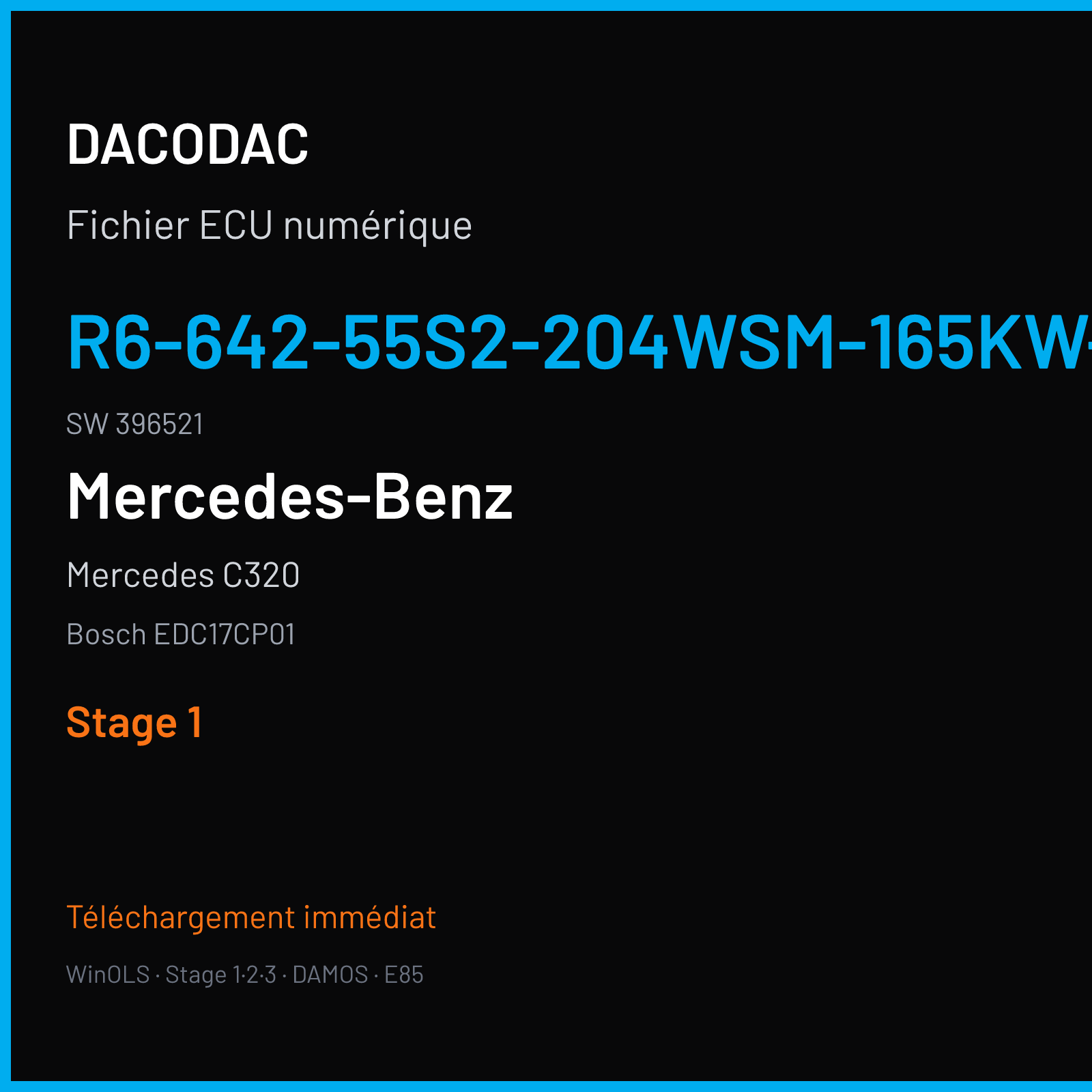 Mercedes C320 (2010) — Bosch EDC17CP01 — R6-642-55S2-204WSM-165KW-EU4OP-005 · 396521 — Stage 1