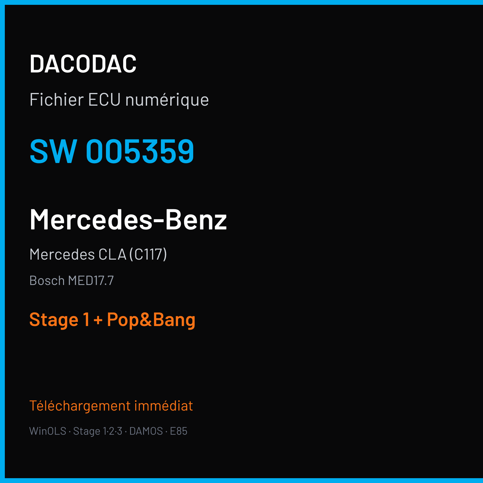 Mercedes CLA (C117) (2013) — Bosch MED17.7 — 005359 — Stage 1 + Pop&Bang