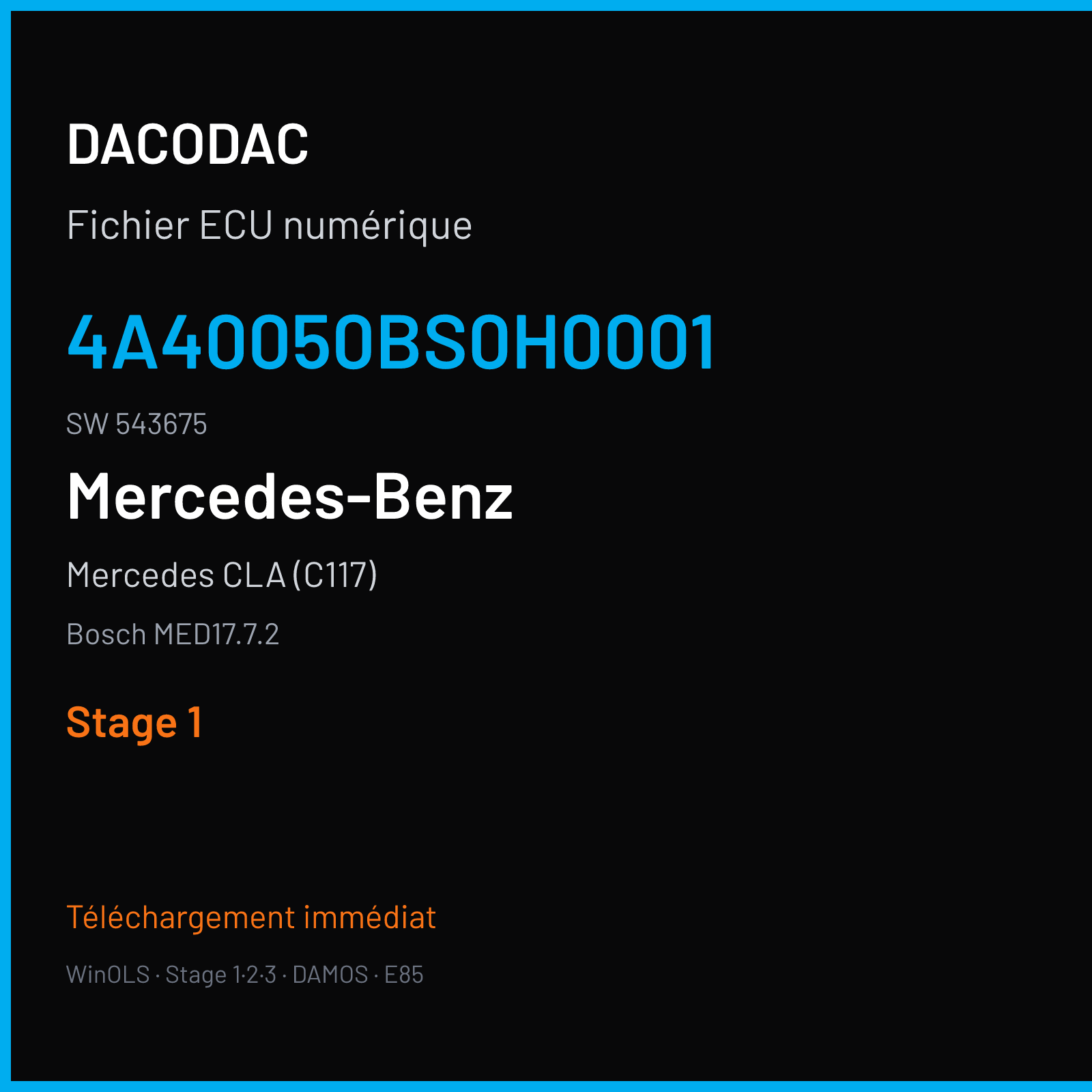 Mercedes CLA (C117) (2014) — Bosch MED17.7.2 — 4A40050BS0H0001 · 543675 — Stage 1