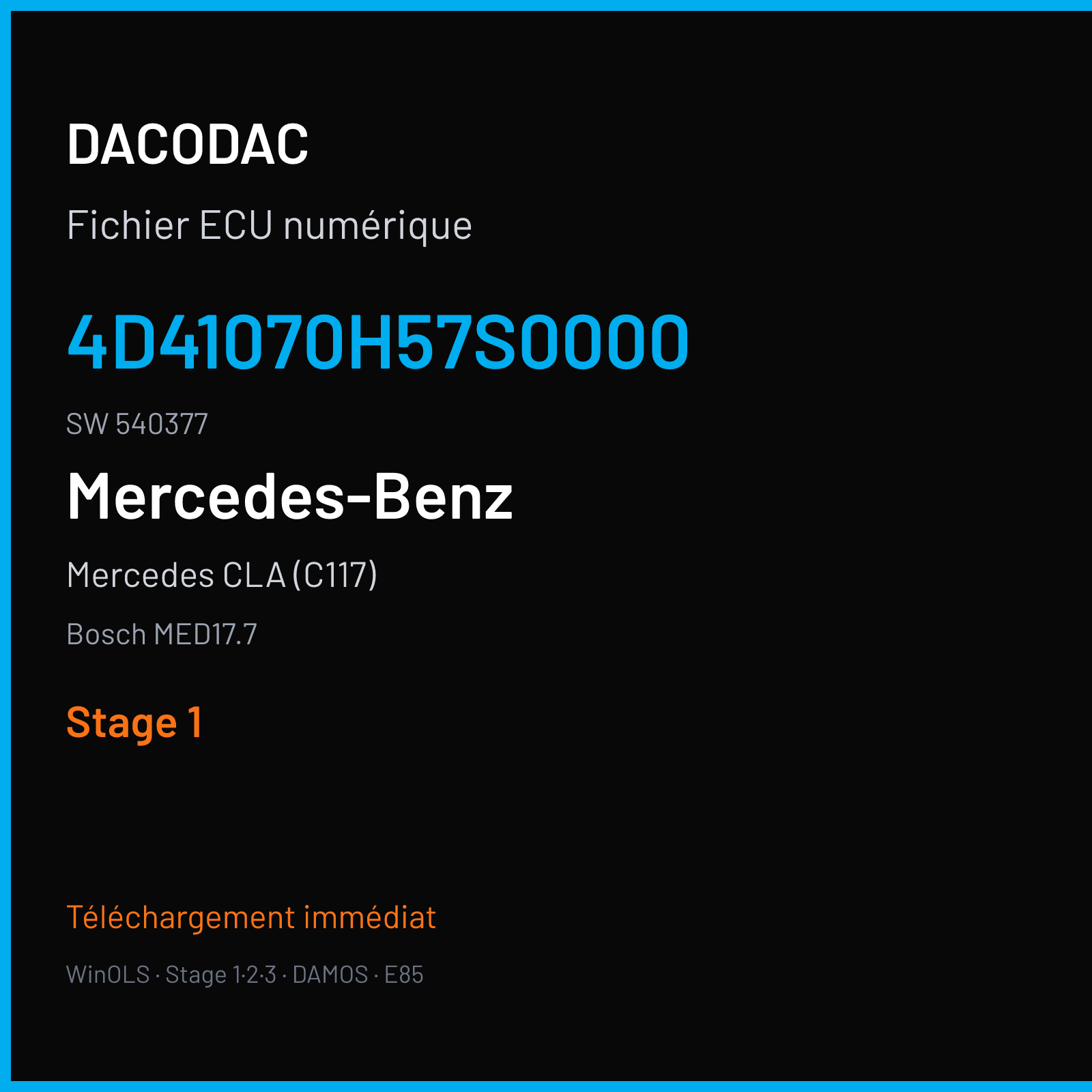 Mercedes CLA (C117) (2017) — Bosch MED17.7 — 4D41070H57S0000 · 540377 — Stage 1