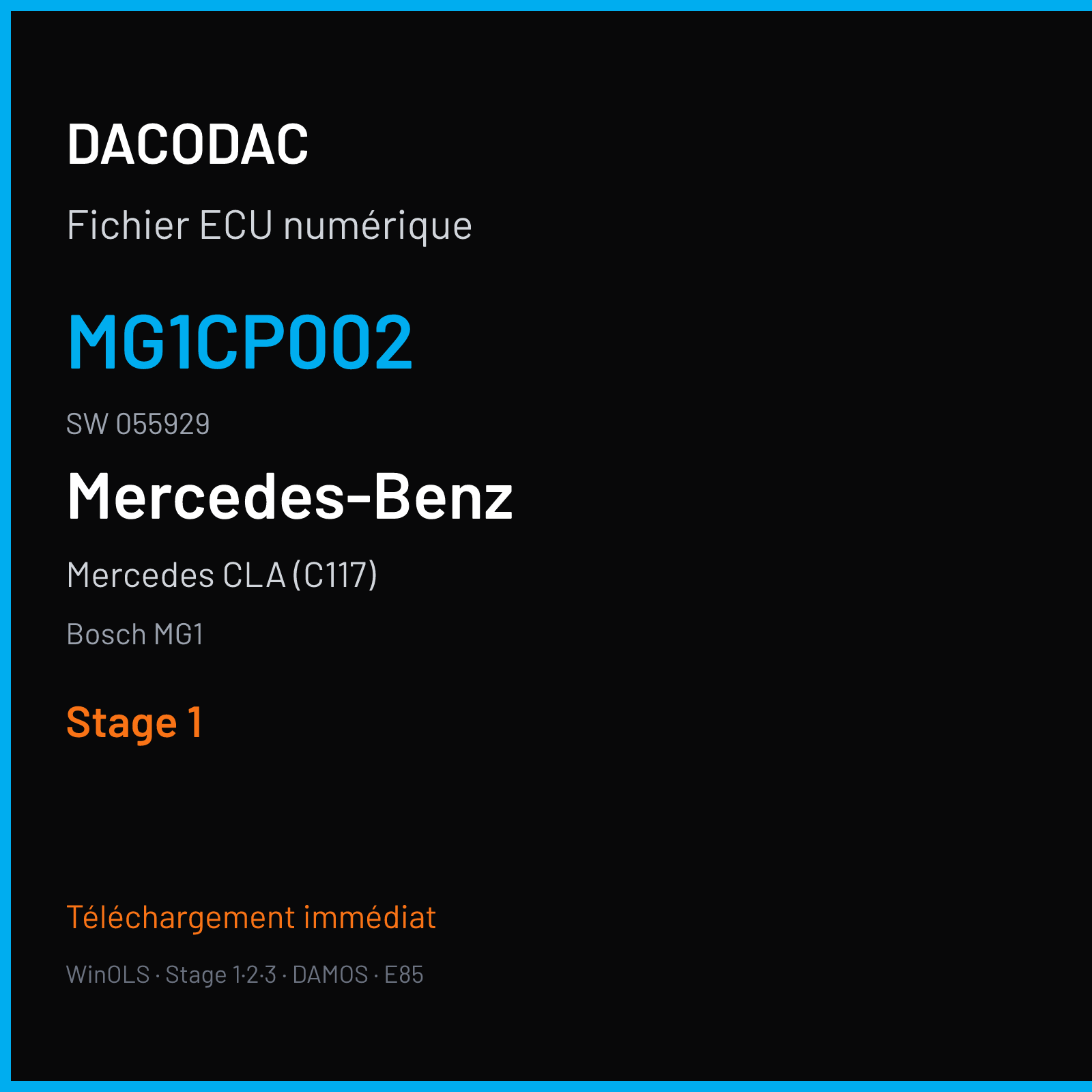 Mercedes CLA (C117) (2020) — Bosch MG1 — MG1CP002 · 055929 — Stage 1