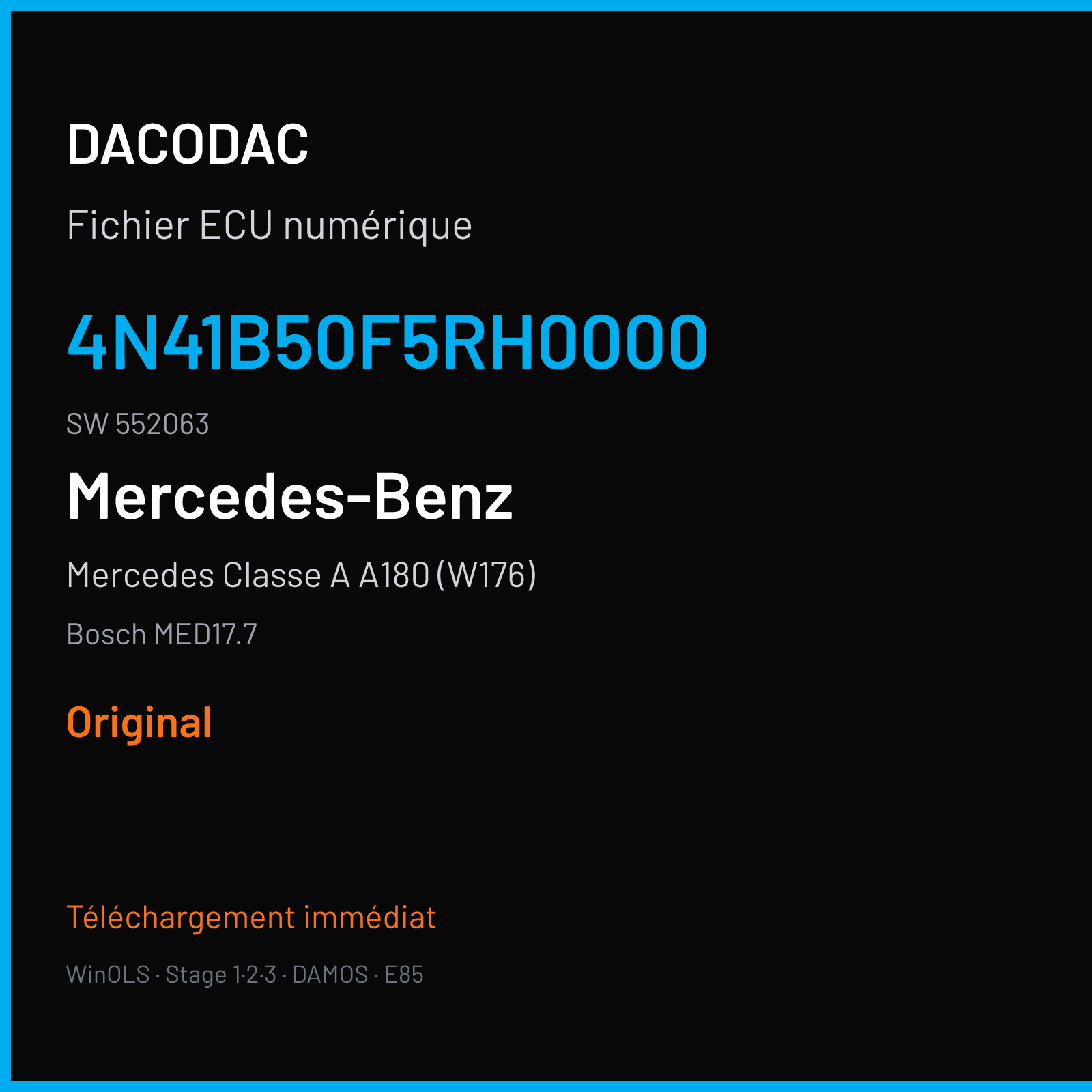 Mercedes Classe A A180 (W176) (2014) — Bosch MED17.7 — 4N41B50F5RH0000 · 552063 — Original