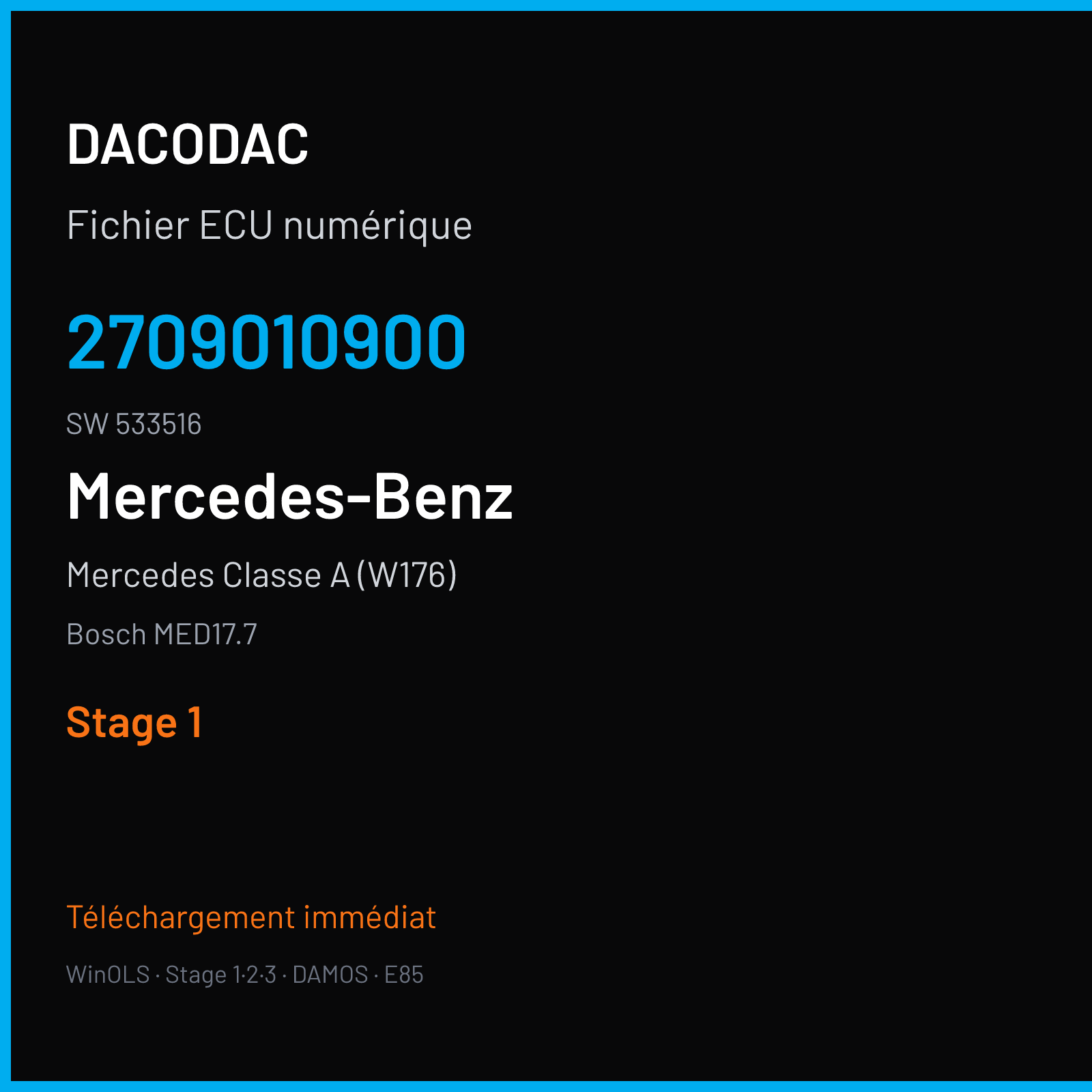 Mercedes Classe A (W176) (2013) — Bosch MED17.7 — 2709010900 · 533516 — Stage 1
