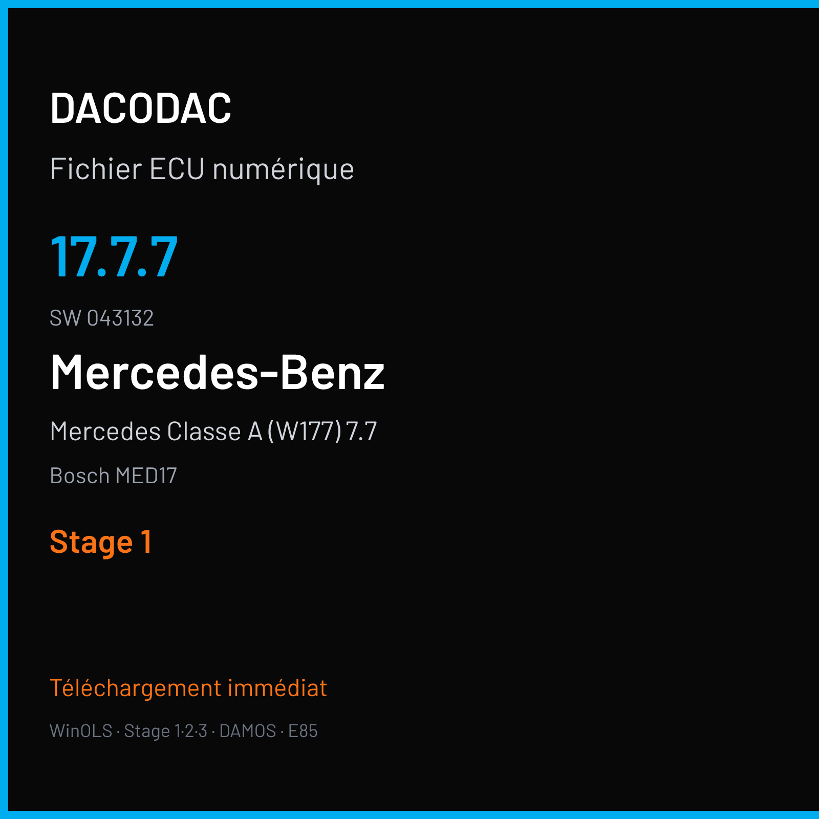 Mercedes Classe A (W177) 7.7 (2019) — Bosch MED17 — 17.7.7 · 043132 — Stage 1