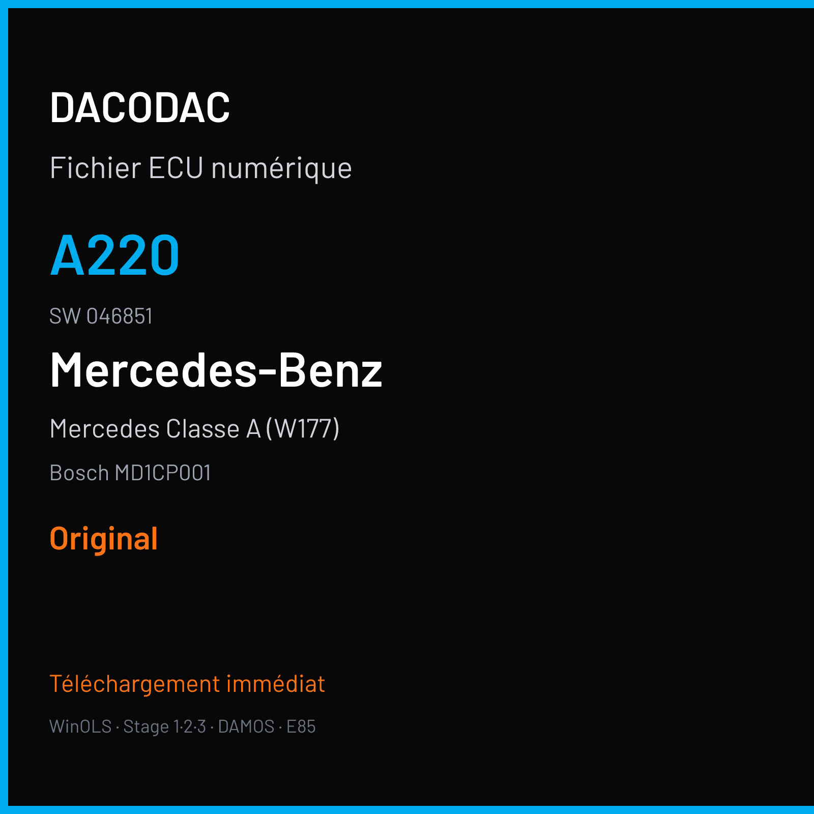 Mercedes Classe A (W177) (2018) — Bosch MD1CP001 — A220 · 046851 — Original