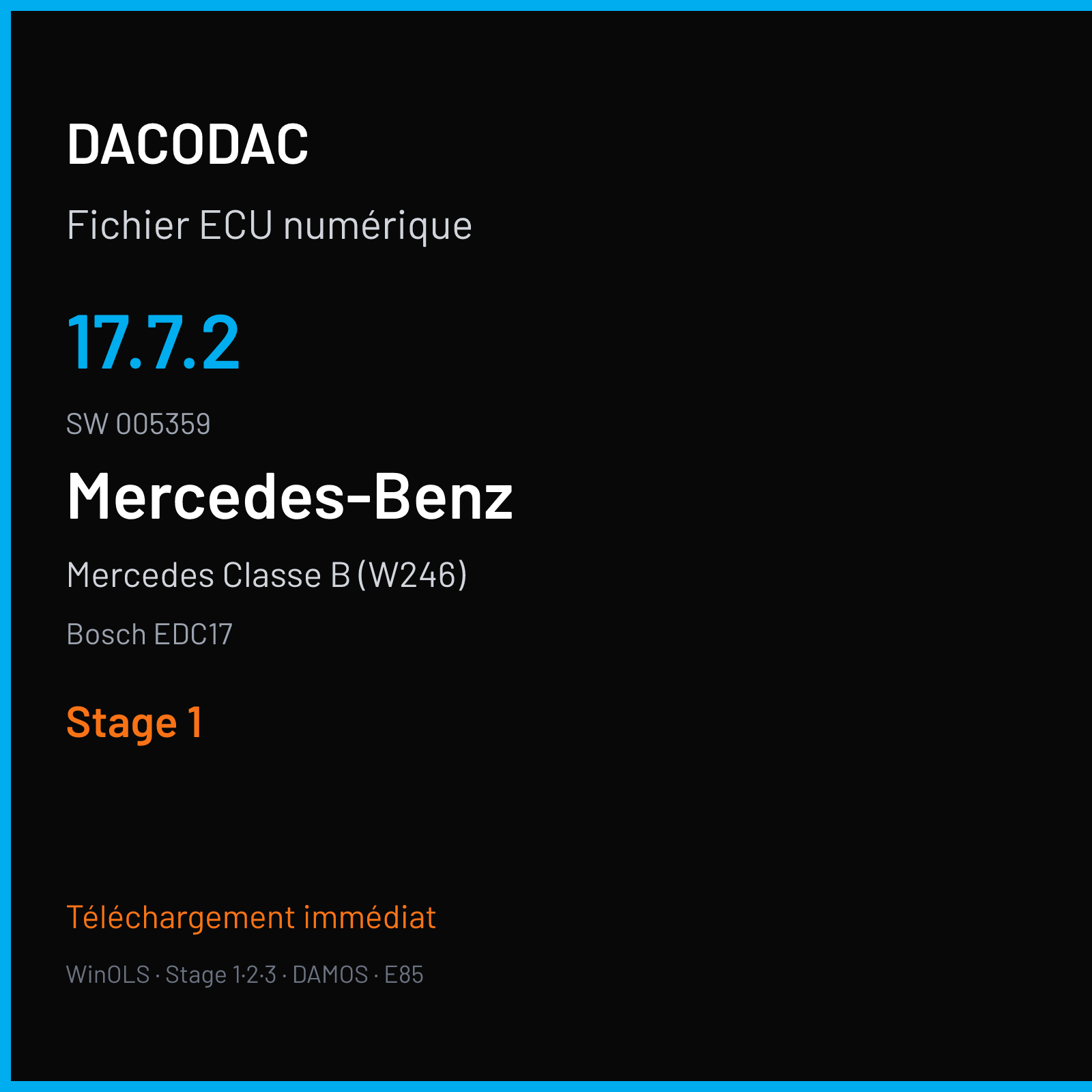 Mercedes Classe B (W246) (2013) — Bosch EDC17 — 17.7.2 · 005359 — Stage 1