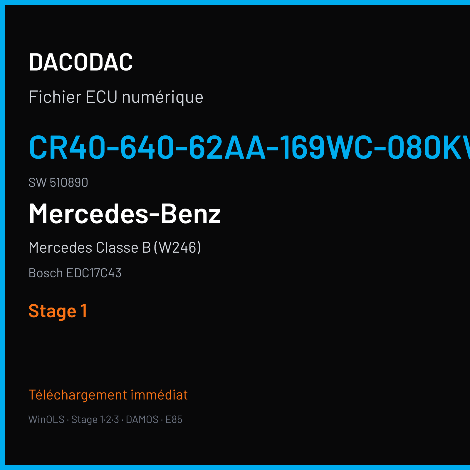 Mercedes Classe B (W246) (2010) — Bosch EDC17C43 — CR40-640-62AA-169WC-080KW-EU5DPF-002 · 510890 — Stage 1
