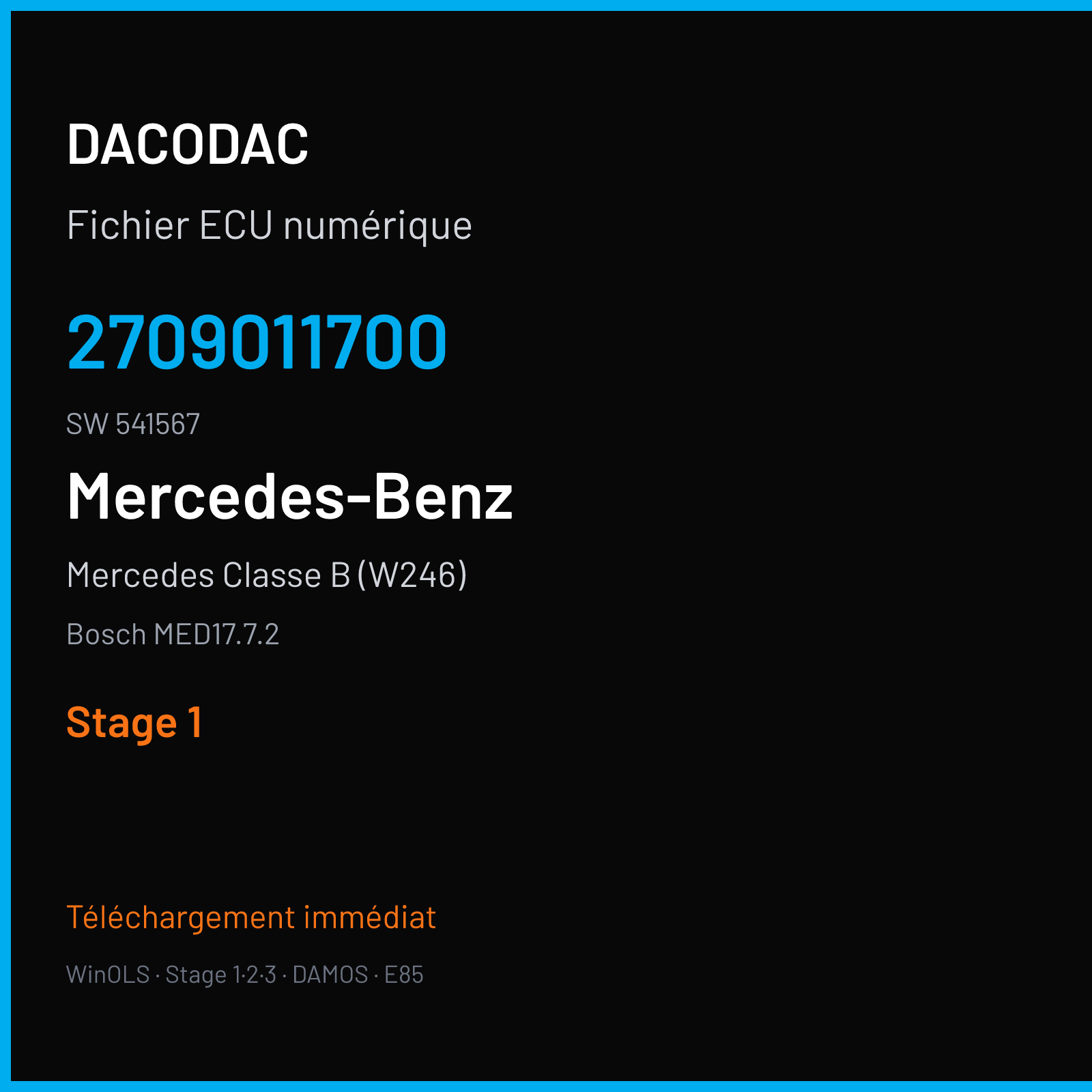 Mercedes Classe B (W246) (2016) — Bosch MED17.7.2 — 2709011700 · 541567 — Stage 1