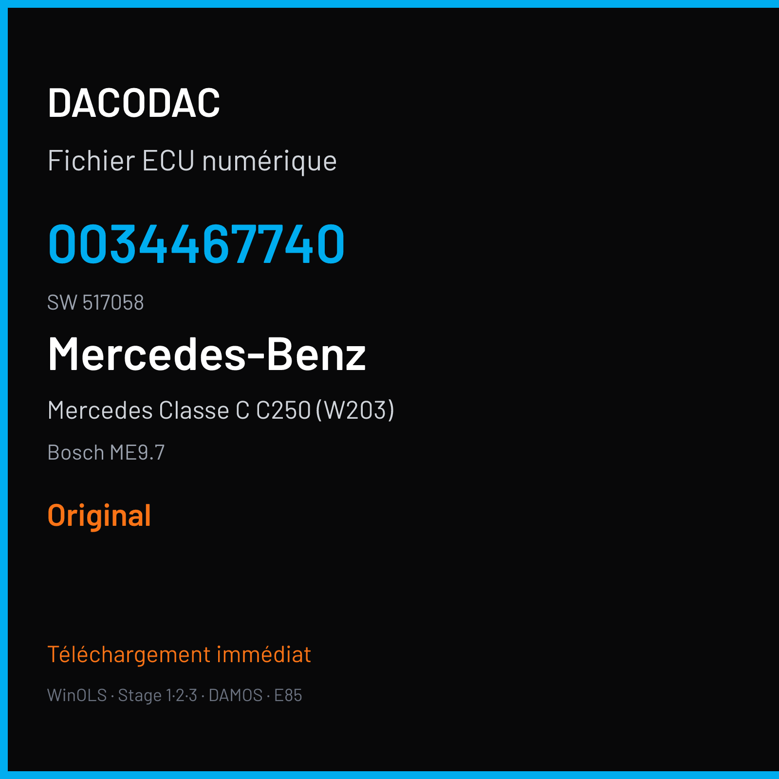 Mercedes Classe C C250 (W203) (2007) — Bosch ME9.7 — 0034467740 · 517058 — Original