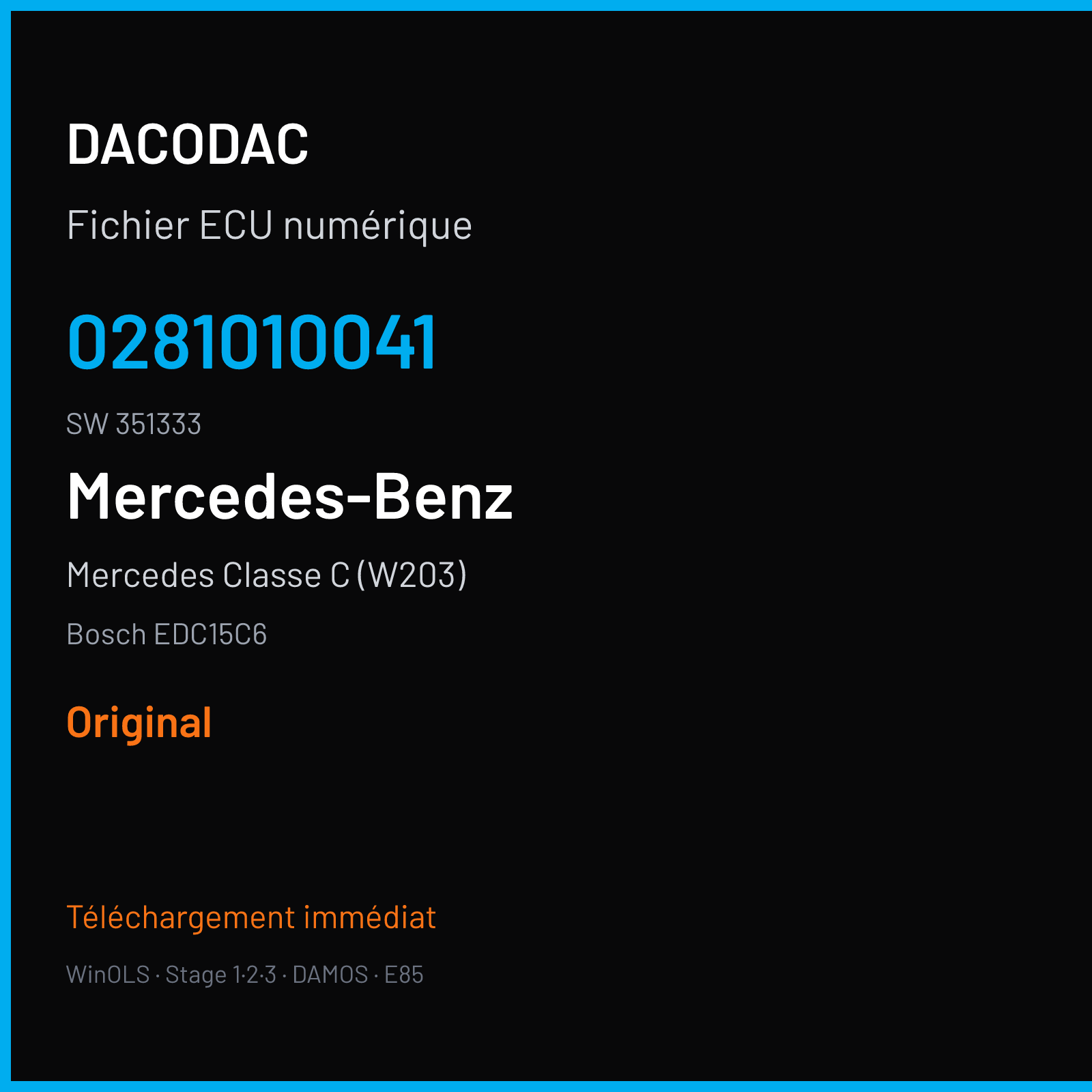 Mercedes Classe C (W203) (2001) — Bosch EDC15C6 — 0281010041 · 351333 — Original