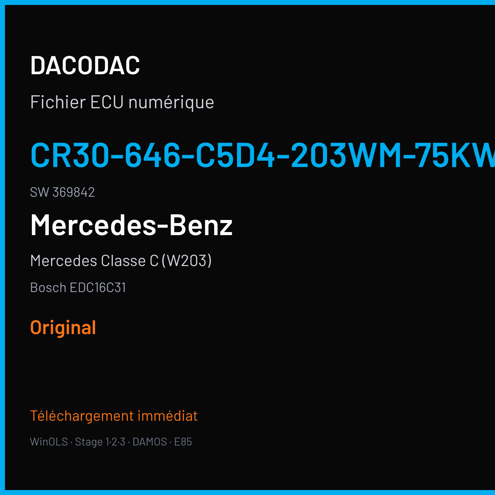 Mercedes Classe C (W203) (2004) — Bosch EDC16C31 — CR30-646-C5D4-203WM-75KW-EU4OP-ME-4803X012 · 369842 — Original