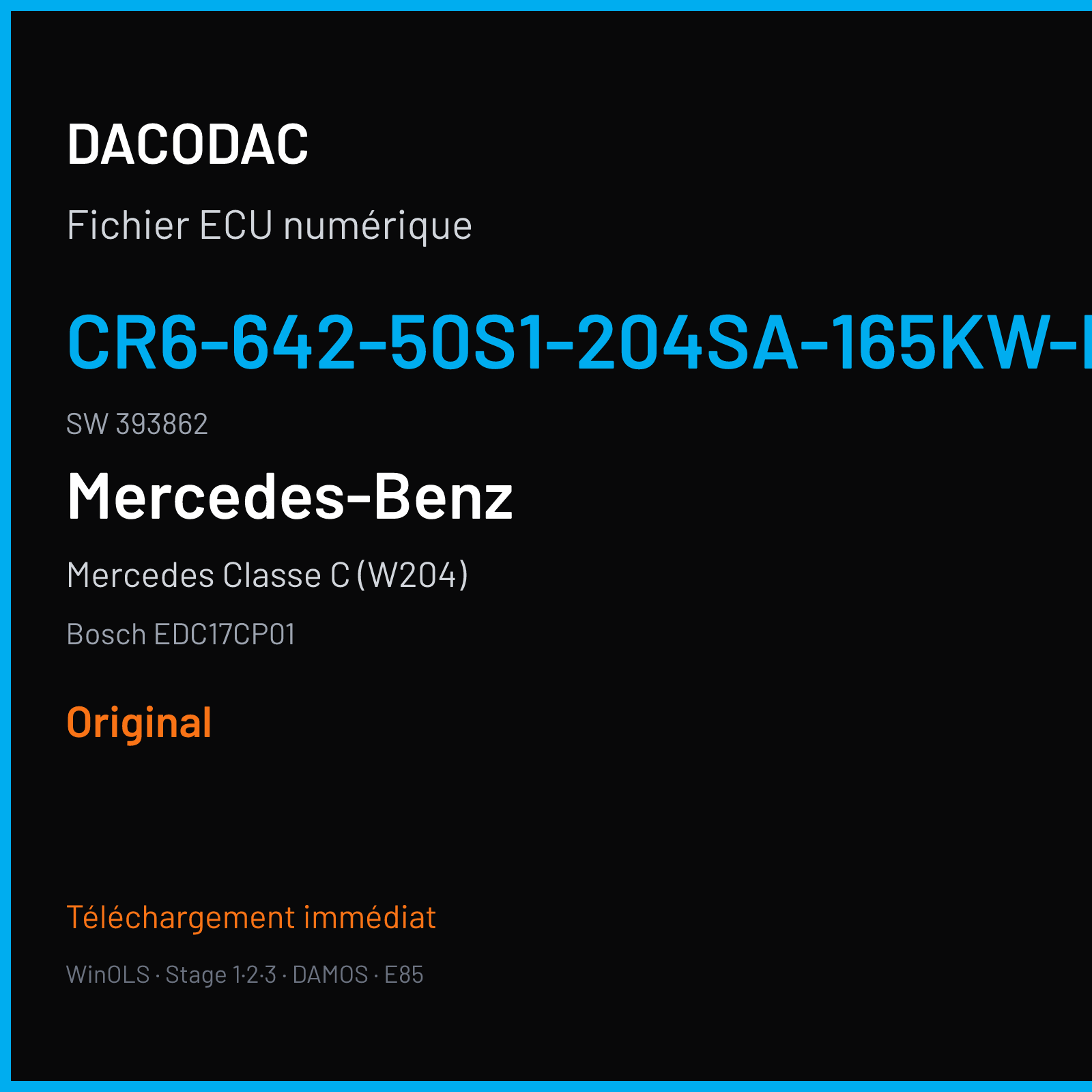 Mercedes Classe C (W204) (2008) — Bosch EDC17CP01 — CR6-642-50S1-204SA-165KW-EU4OP · 393862 — Original