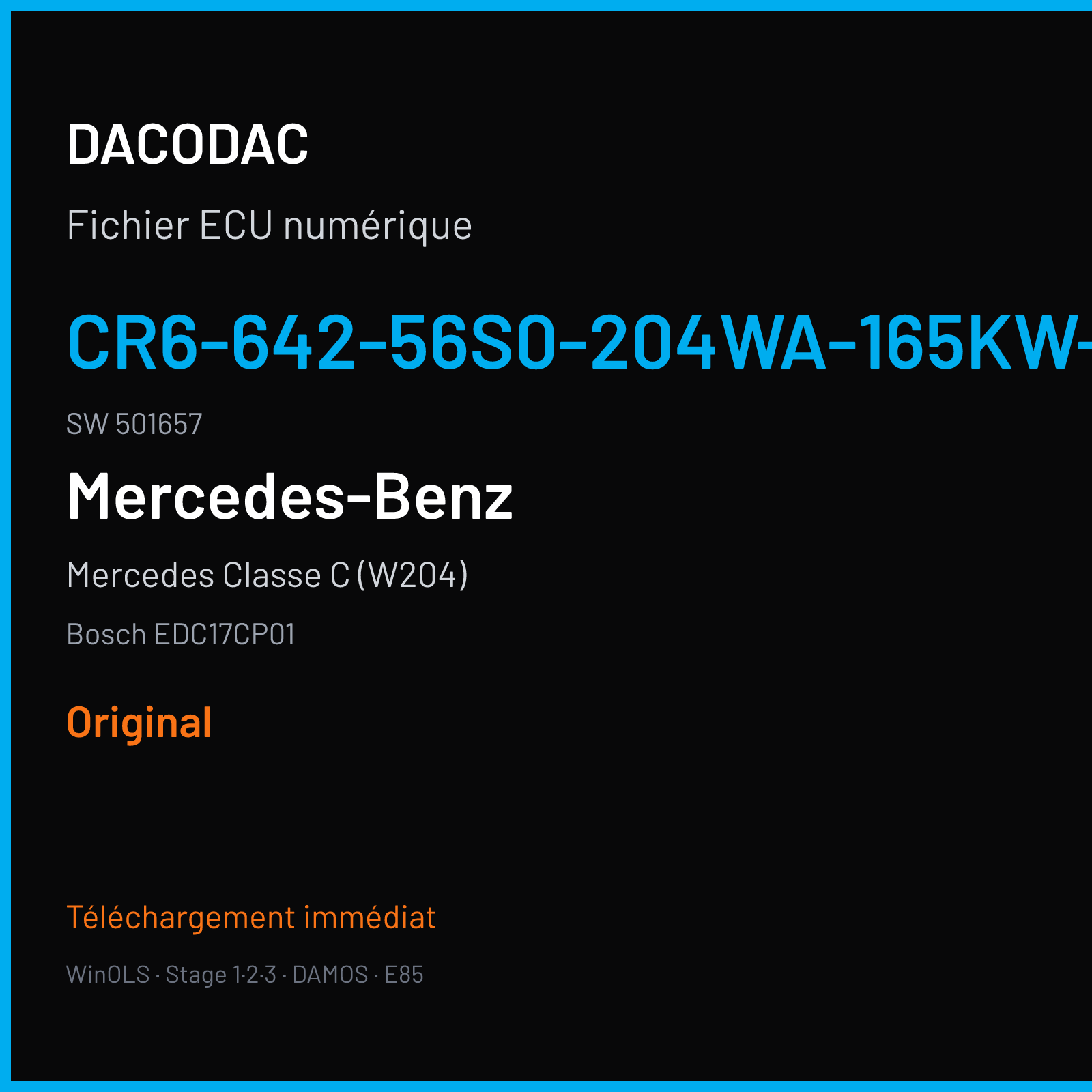 Mercedes Classe C (W204) (2008) — Bosch EDC17CP01 — CR6-642-56S0-204WA-165KW-EU4OP · 501657 — Original