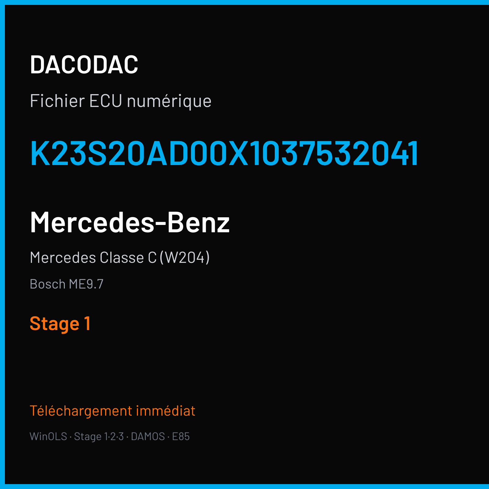 Mercedes Classe C (W204) (2002) — Bosch ME9.7 — K23S20AD00X1037532041 — Stage 1