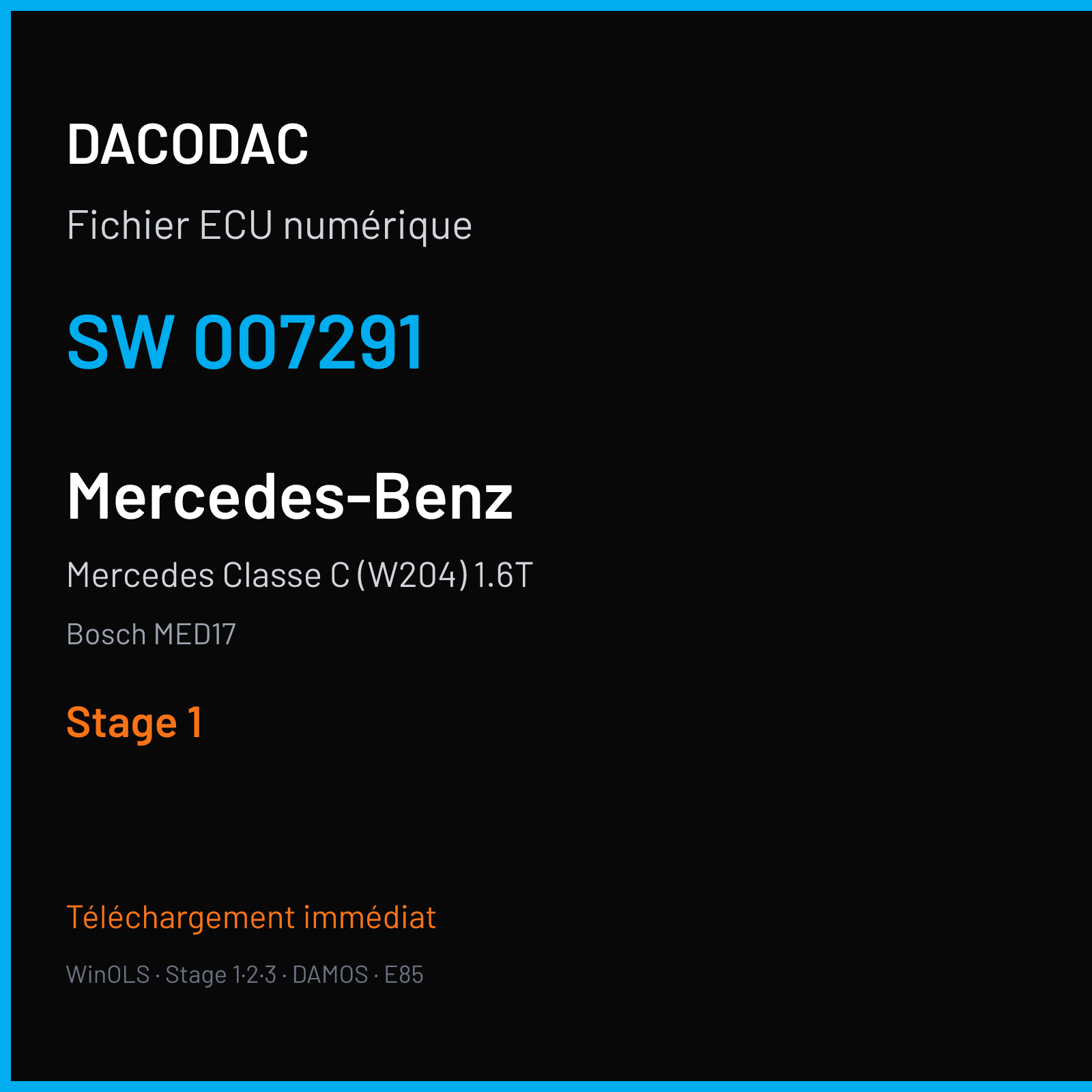 Mercedes Classe C (W204) 1.6T (2012) — Bosch MED17 — 007291 — Stage 1