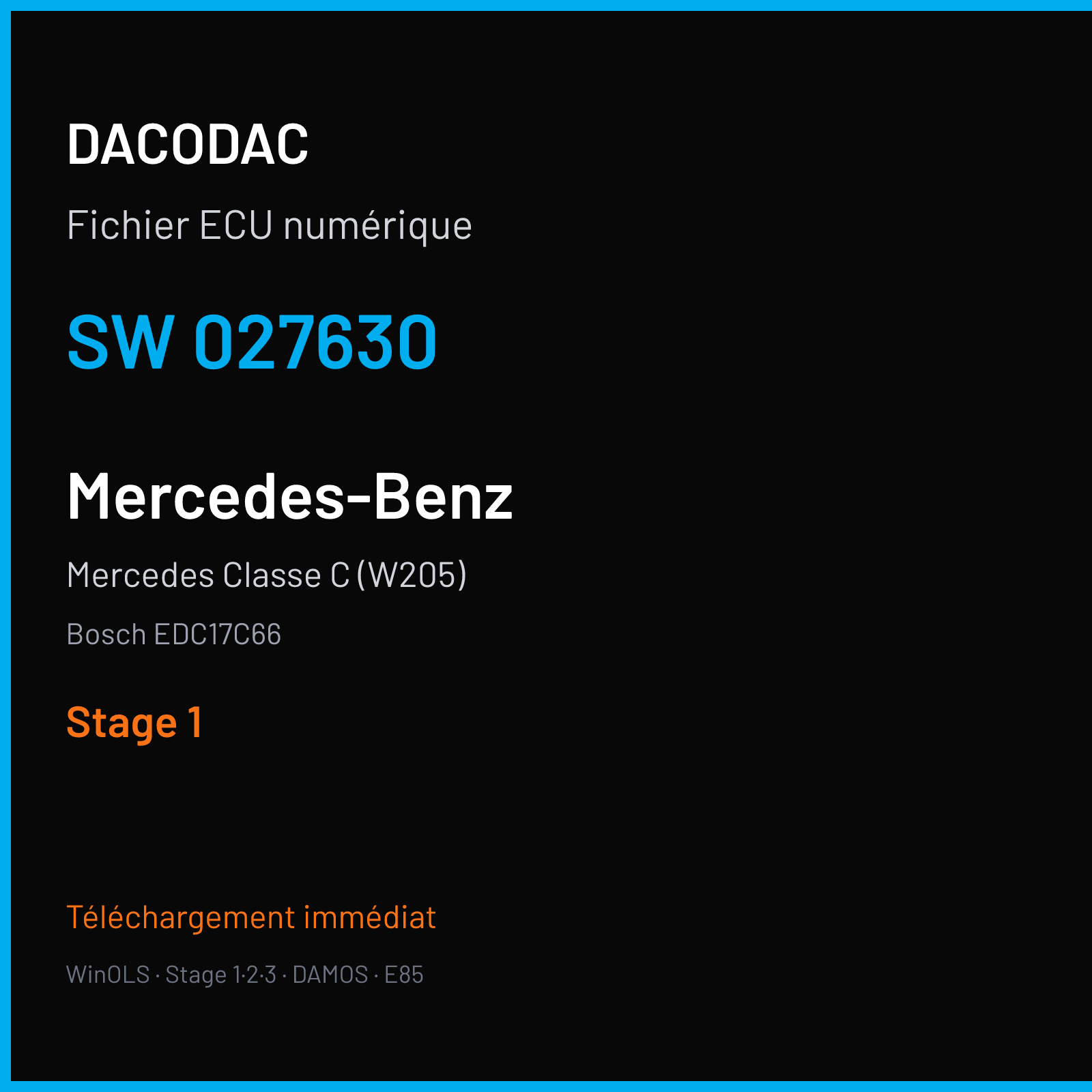 Mercedes Classe C (W205) — Bosch EDC17C66 — 027630 — Stage 1