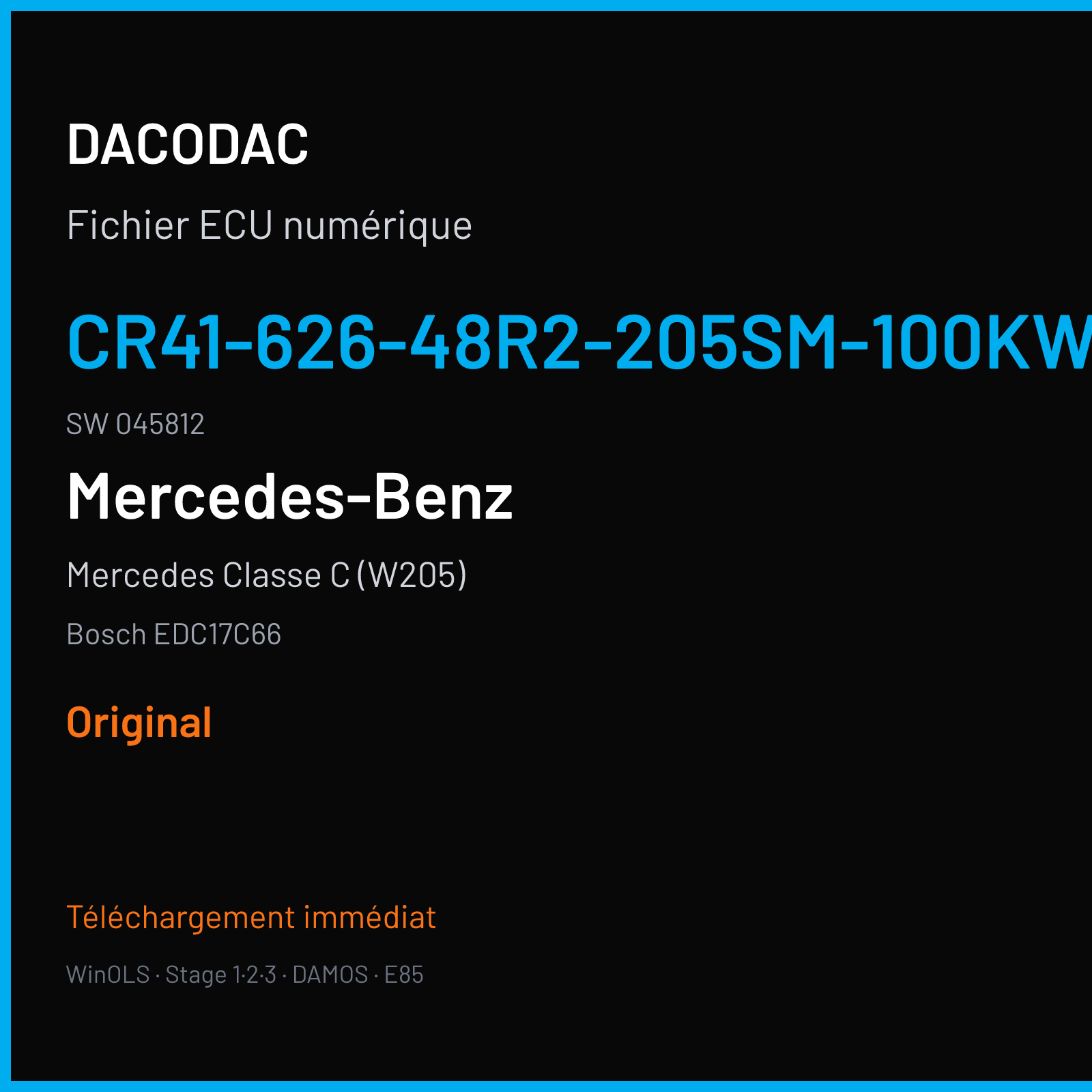 Mercedes Classe C (W205) (2014) — Bosch EDC17C66 — CR41-626-48R2-205SM-100KW-CH4-EU6SCR · 045812 — Original