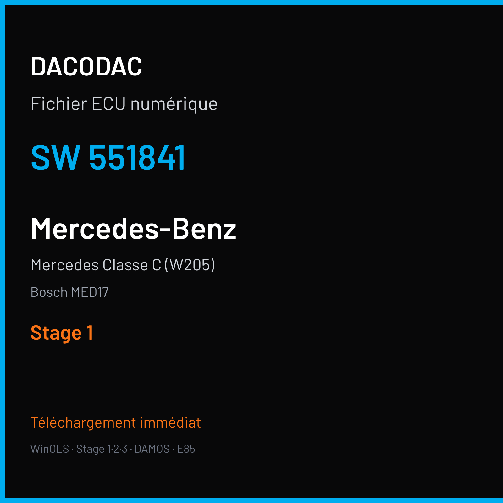 Mercedes Classe C (W205) (2015) — Bosch MED17 — 551841 — Stage 1