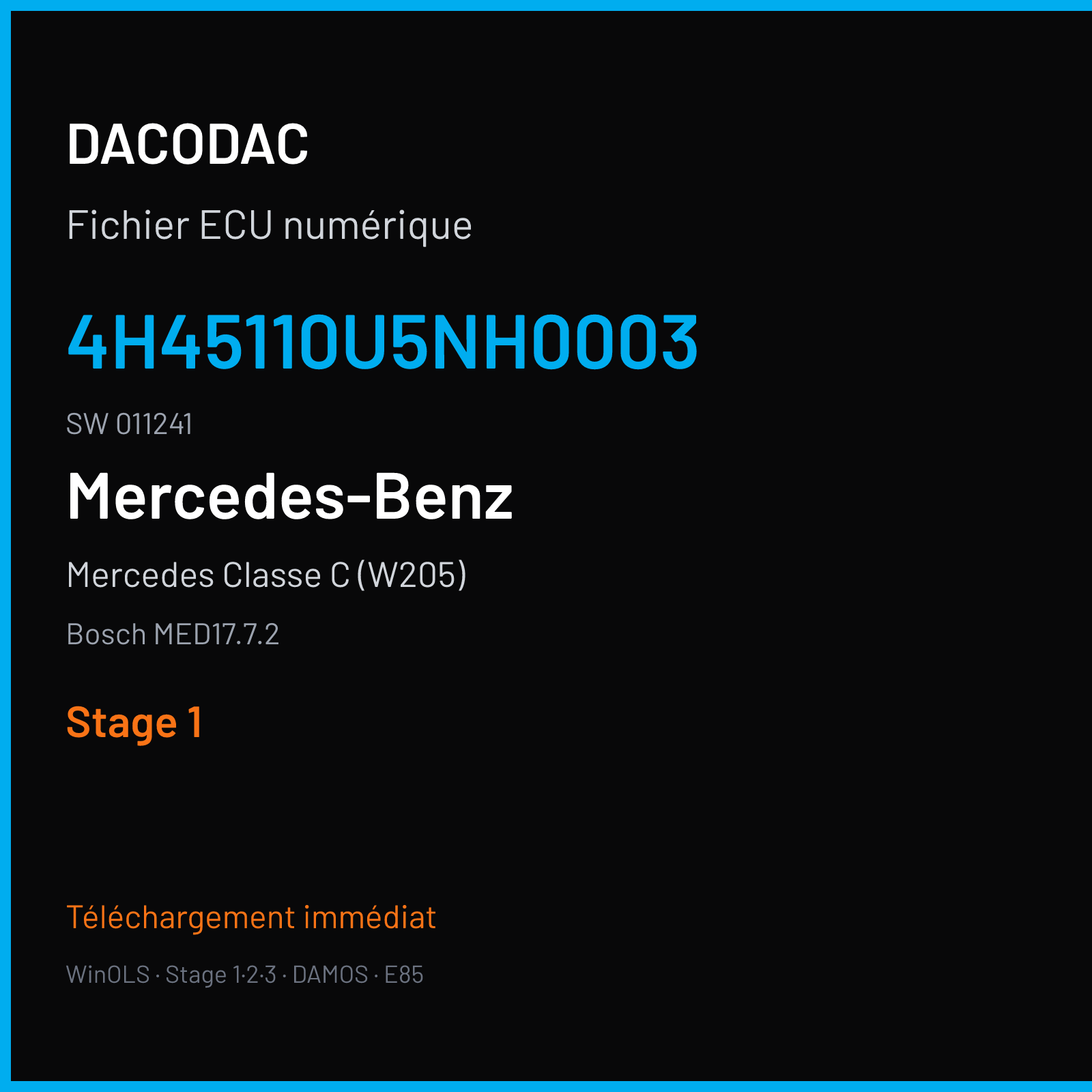 Mercedes Classe C (W205) (2017) — Bosch MED17.7.2 — 4H45110U5NH0003 · 011241 — Stage 1