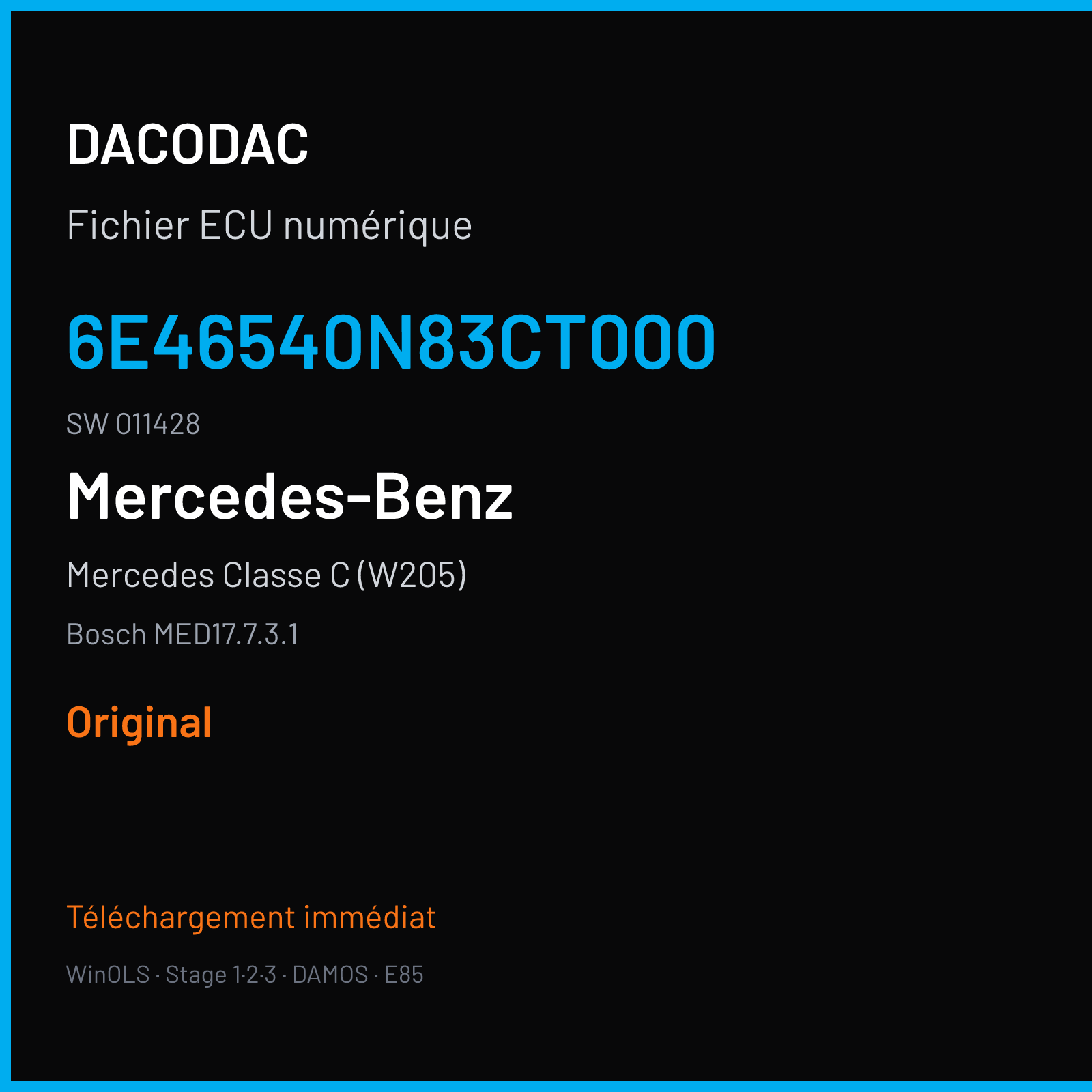 Mercedes Classe C (W205) (2016) — Bosch MED17.7.3.1 — 6E46540N83CT000 · 011428 — Original