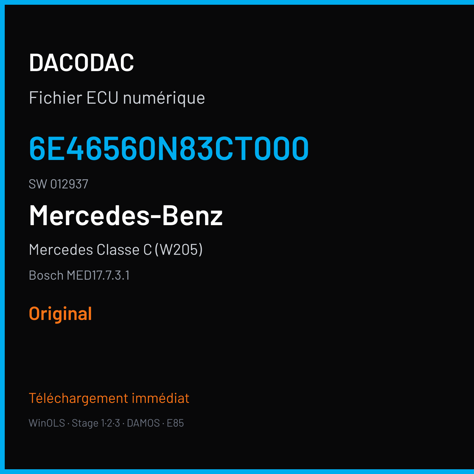 Mercedes Classe C (W205) (2018) — Bosch MED17.7.3.1 — 6E46560N83CT000 · 012937 — Original