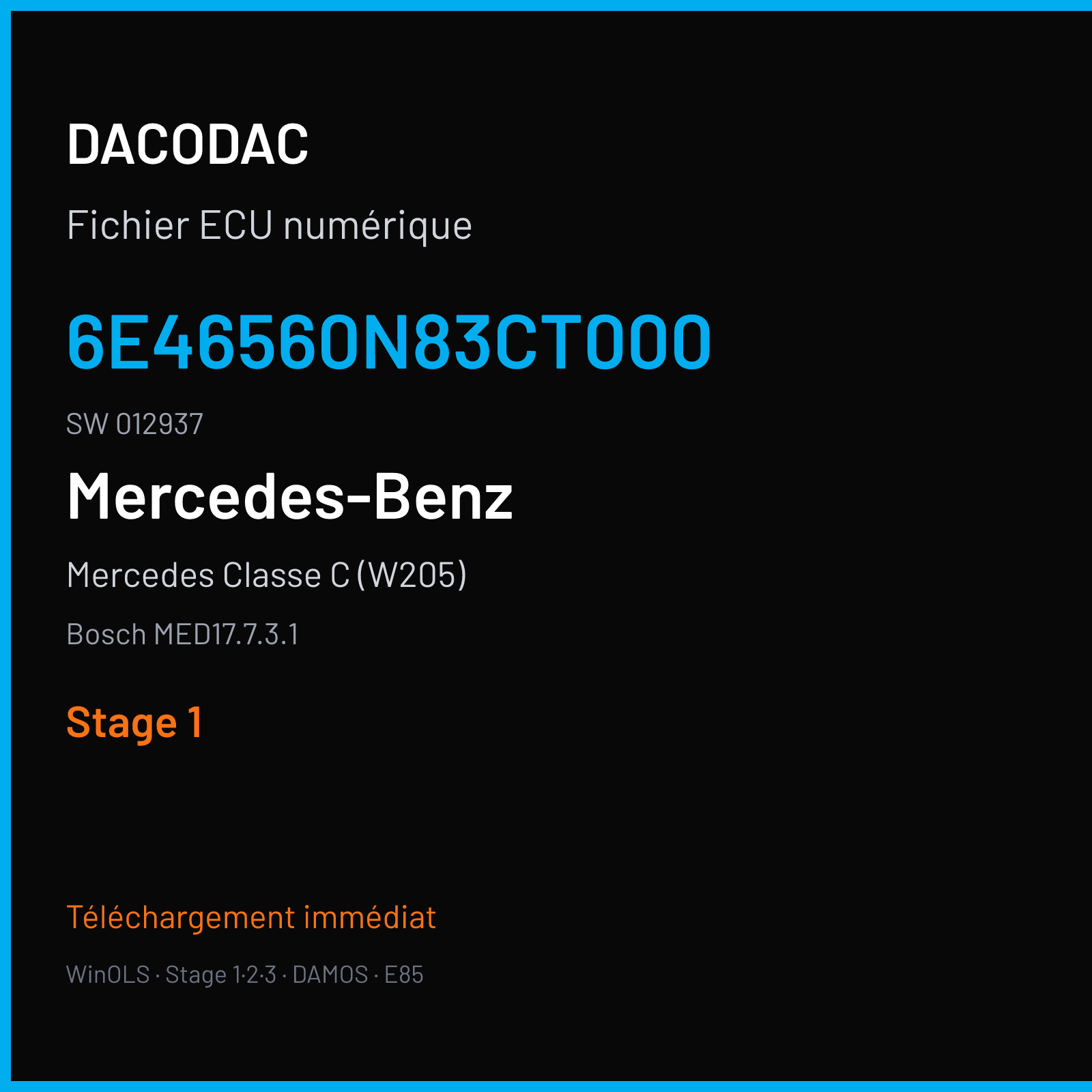 Mercedes Classe C (W205) (2018) — Bosch MED17.7.3.1 — 6E46560N83CT000 · 012937 — Stage 1