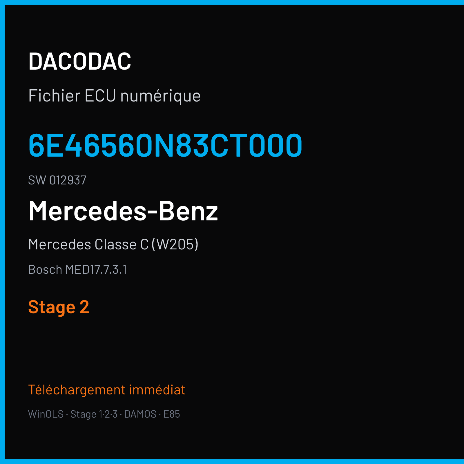 Mercedes Classe C (W205) (2018) — Bosch MED17.7.3.1 — 6E46560N83CT000 · 012937 — Stage 2