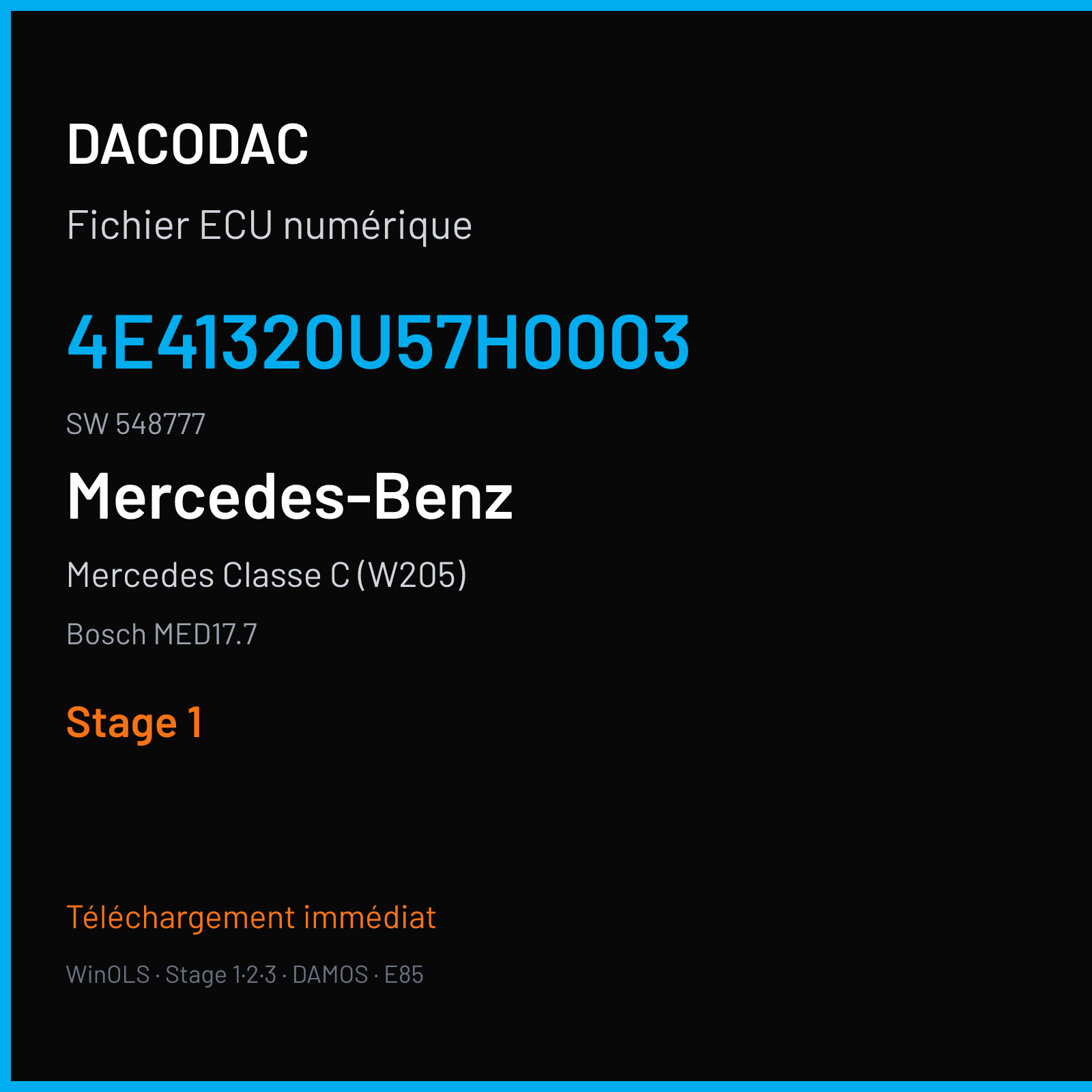 Mercedes Classe C (W205) (2016) — Bosch MED17.7 — 4E41320U57H0003 · 548777 — Stage 1