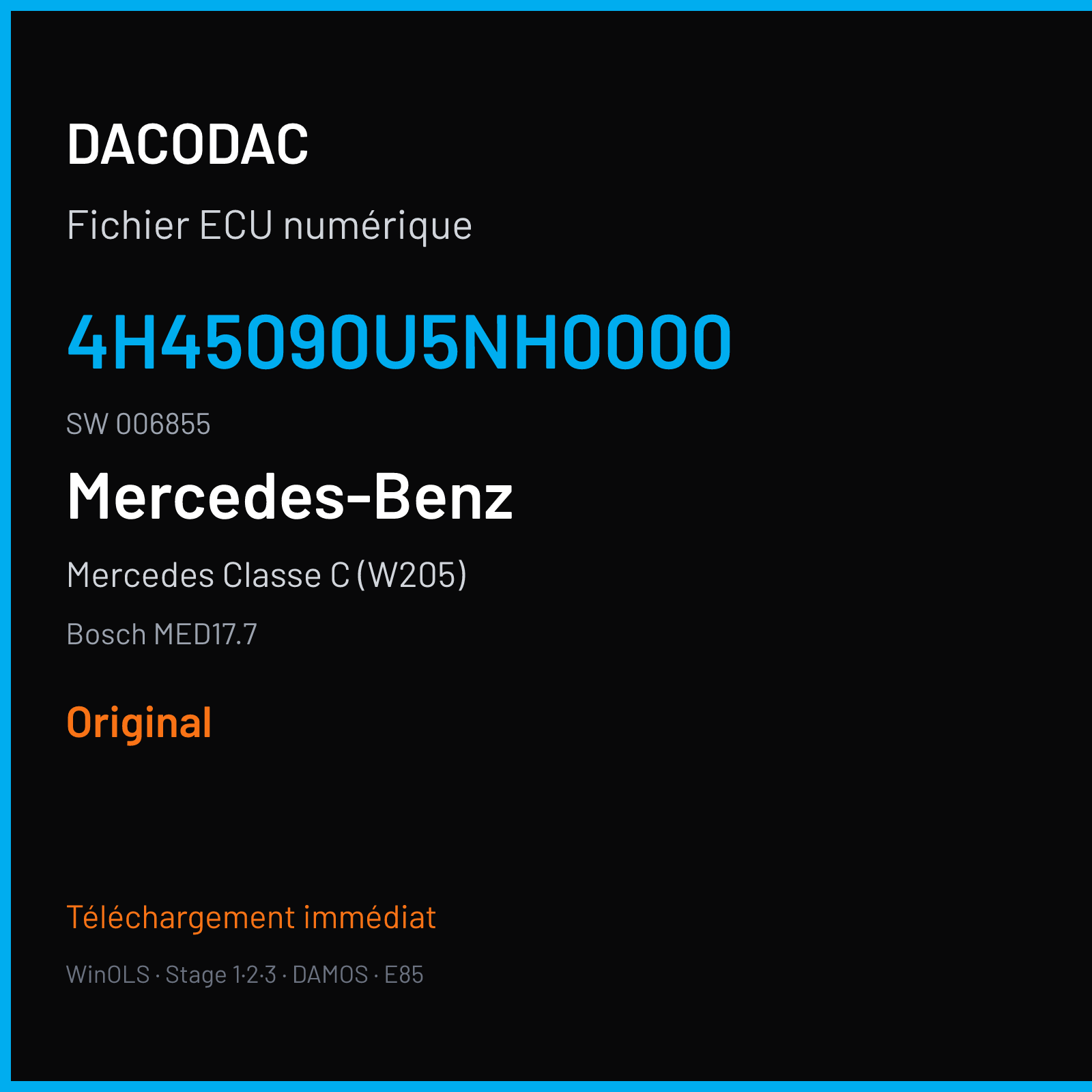 Mercedes Classe C (W205) (2016) — Bosch MED17.7 — 4H45090U5NH0000 · 006855 — Original