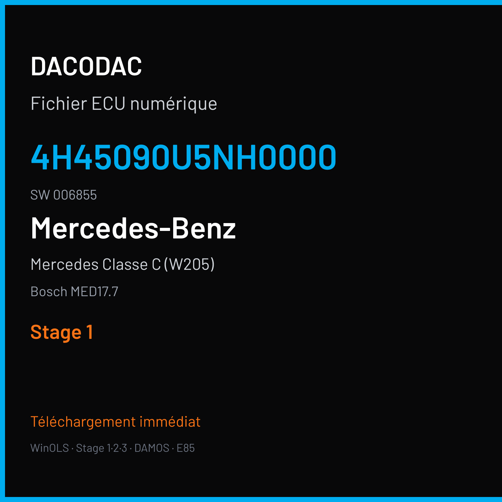 Mercedes Classe C (W205) (2016) — Bosch MED17.7 — 4H45090U5NH0000 · 006855 — Stage 1