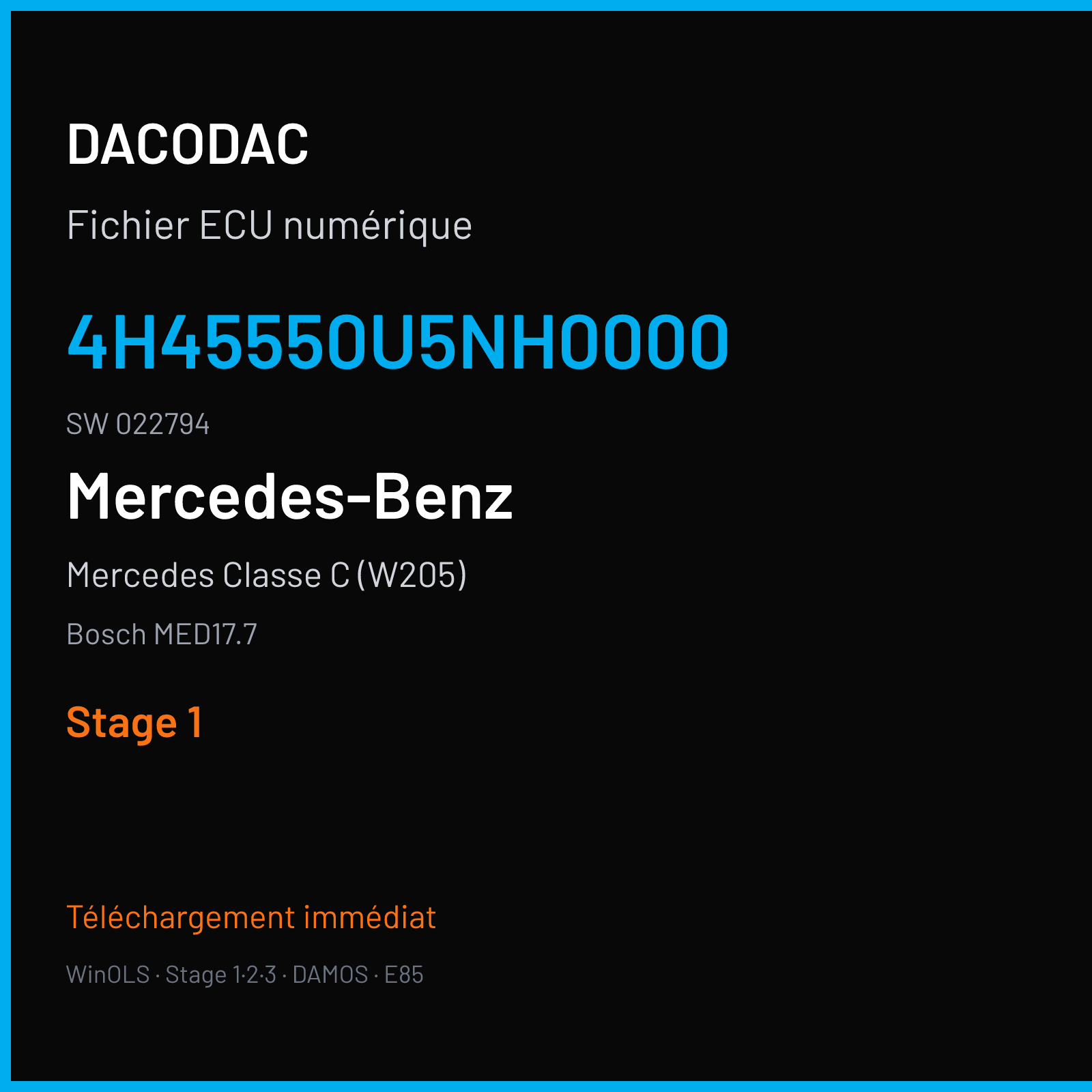 Mercedes Classe C (W205) (2016) — Bosch MED17.7 — 4H45550U5NH0000 · 022794 — Stage 1