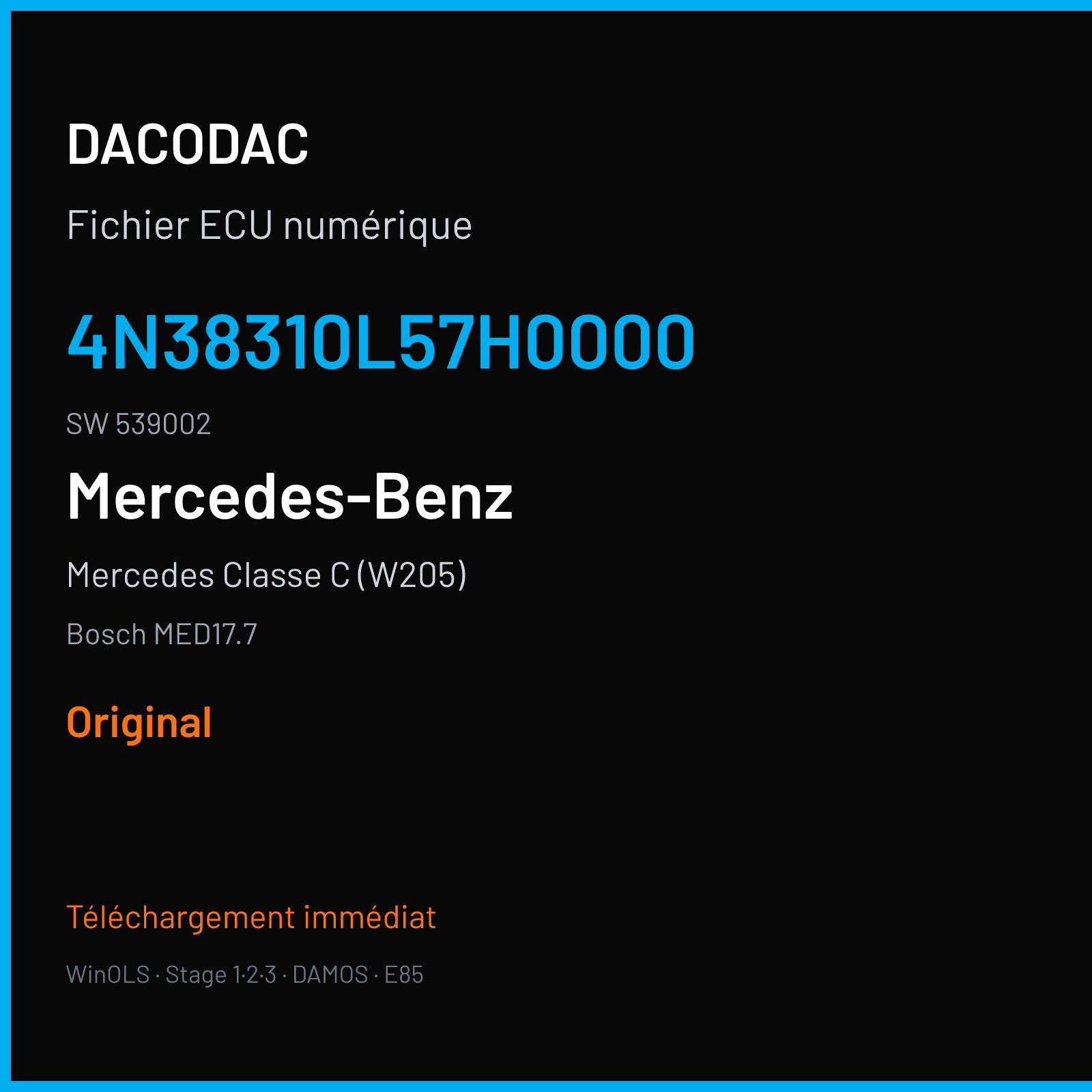 Mercedes Classe C (W205) (2016) — Bosch MED17.7 — 4N38310L57H0000 · 539002 — Original