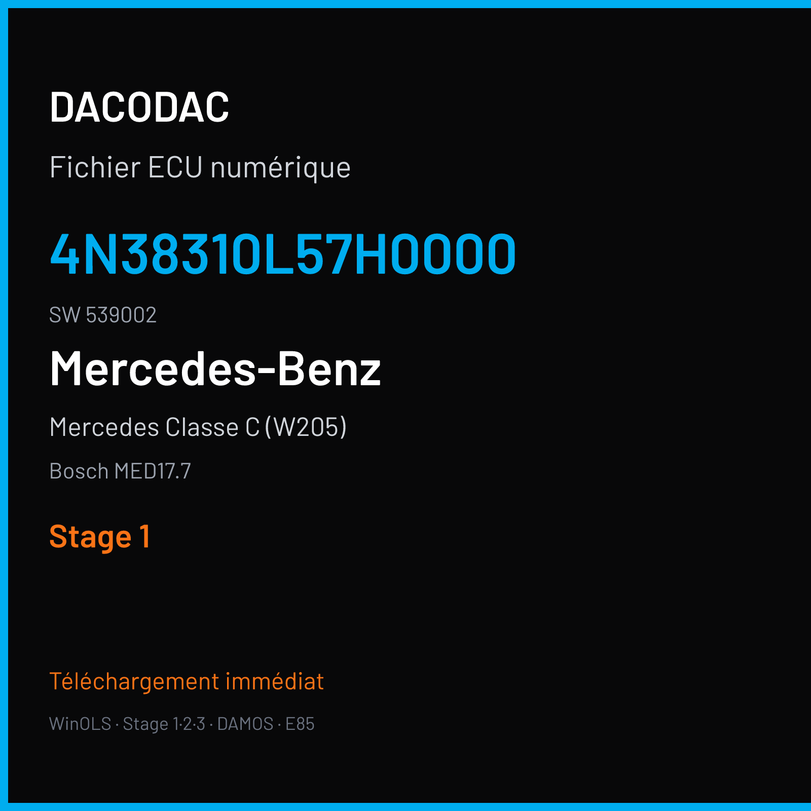 Mercedes Classe C (W205) (2016) — Bosch MED17.7 — 4N38310L57H0000 · 539002 — Stage 1