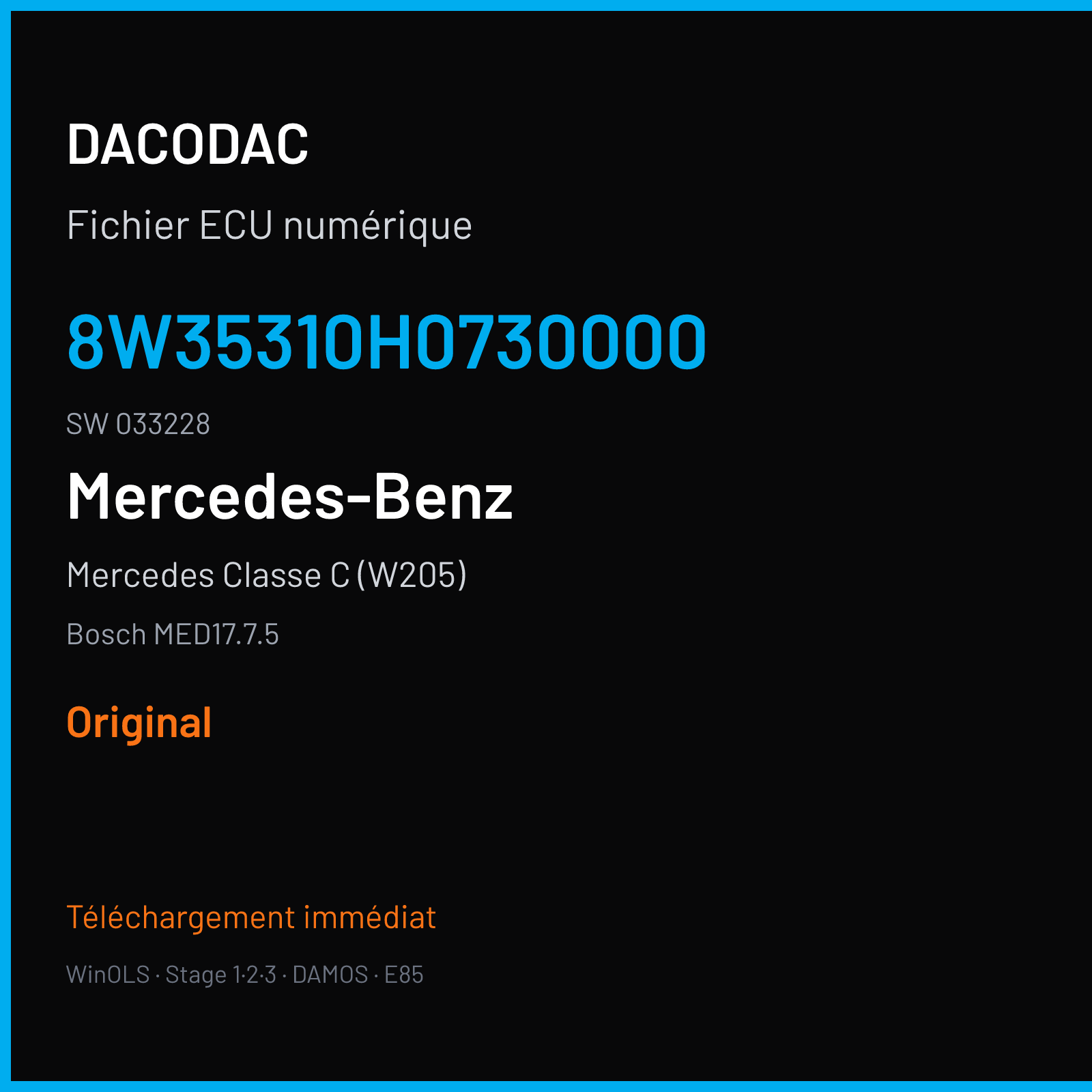 Mercedes Classe C (W205) (2015) — Bosch MED17.7.5 — 8W35310H0730000 · 033228 — Original