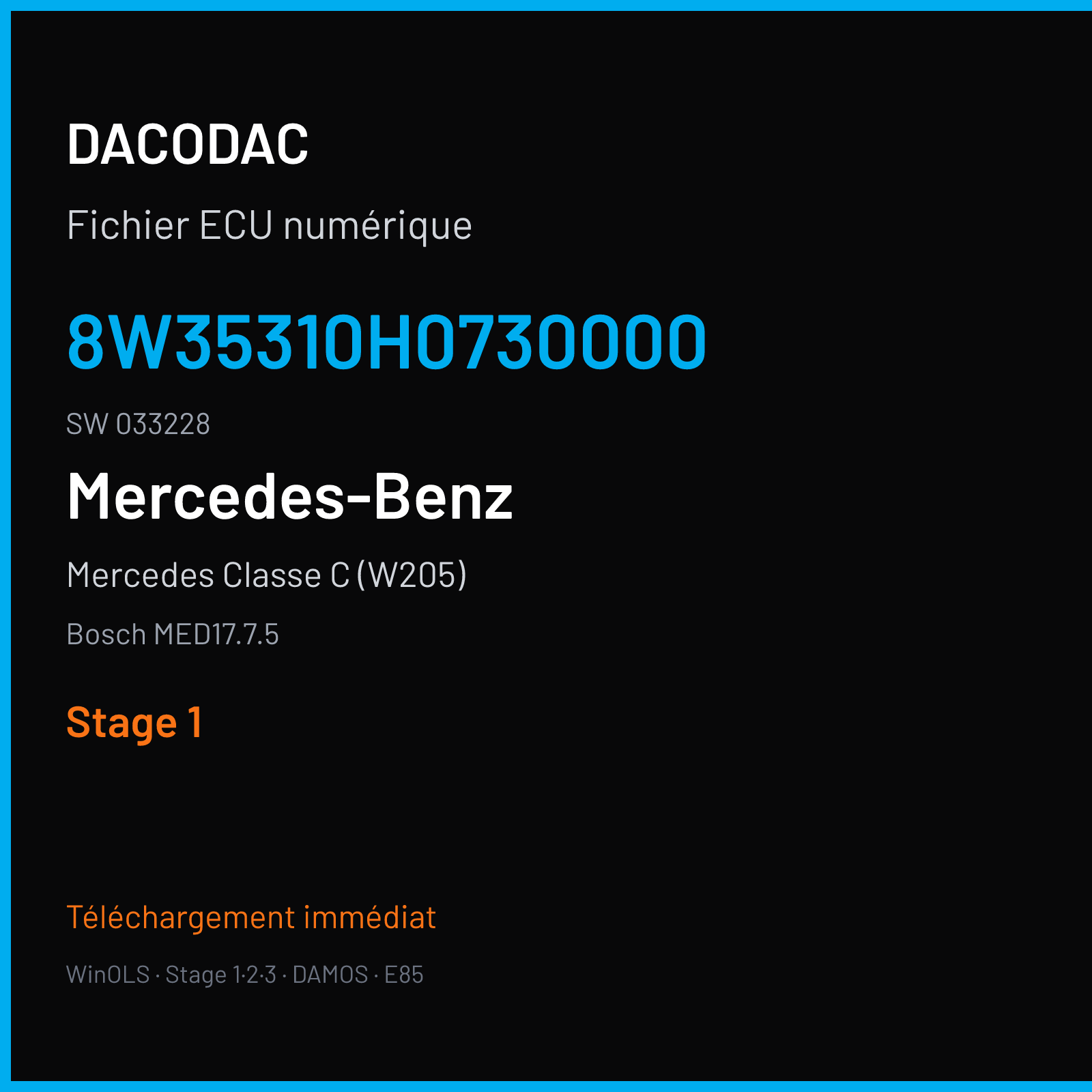 Mercedes Classe C (W205) (2015) — Bosch MED17.7.5 — 8W35310H0730000 · 033228 — Stage 1
