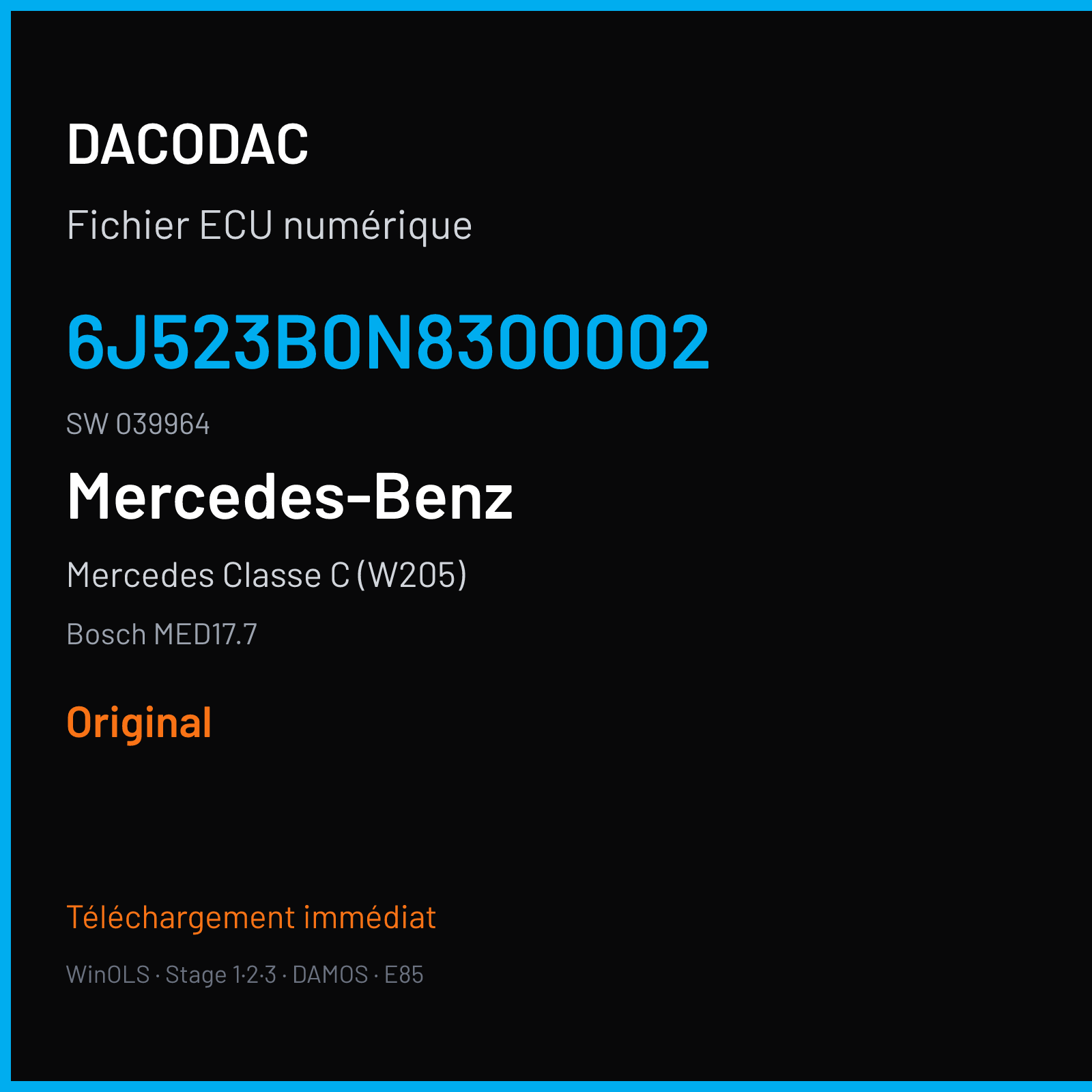 Mercedes Classe C (W205) (2016) — Bosch MED17.7 — 6J523B0N8300002 · 039964 — Original