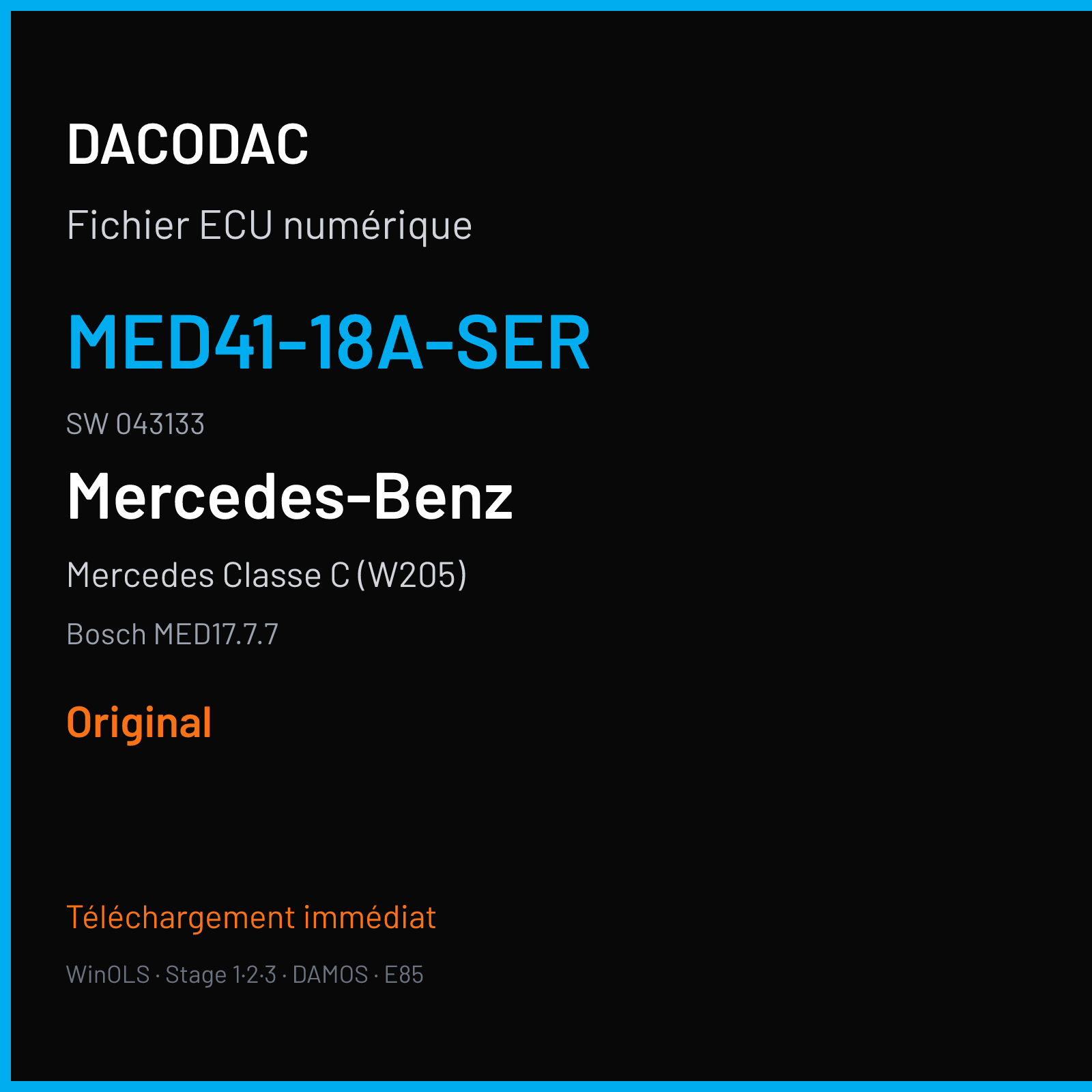 Mercedes Classe C (W205) (2018) — Bosch MED17.7.7 — MED41-18A-SER · 043133 — Original