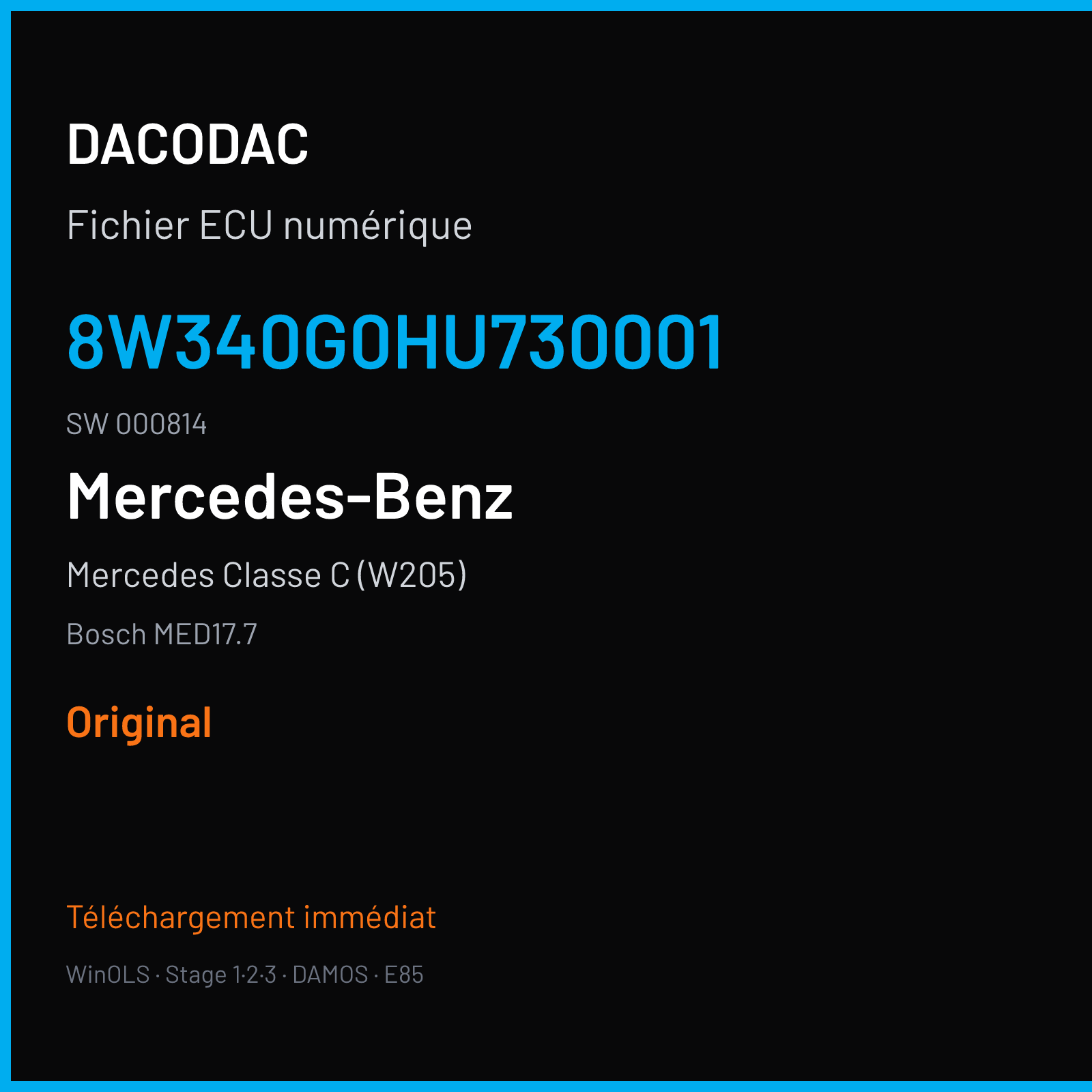 Mercedes Classe C (W205) (2015) — Bosch MED17.7 — 8W340G0HU730001 · 000814 — Original