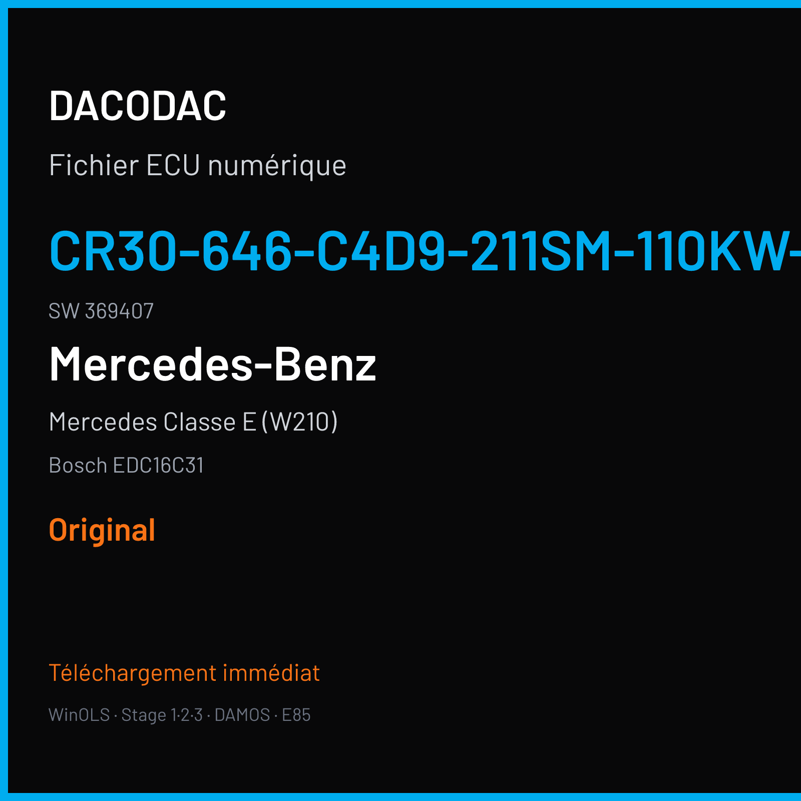 Mercedes Classe E (W210) (2004) — Bosch EDC16C31 — CR30-646-C4D9-211SM-110KW-EU4OP-ME-4103X002 · 369407 — Original