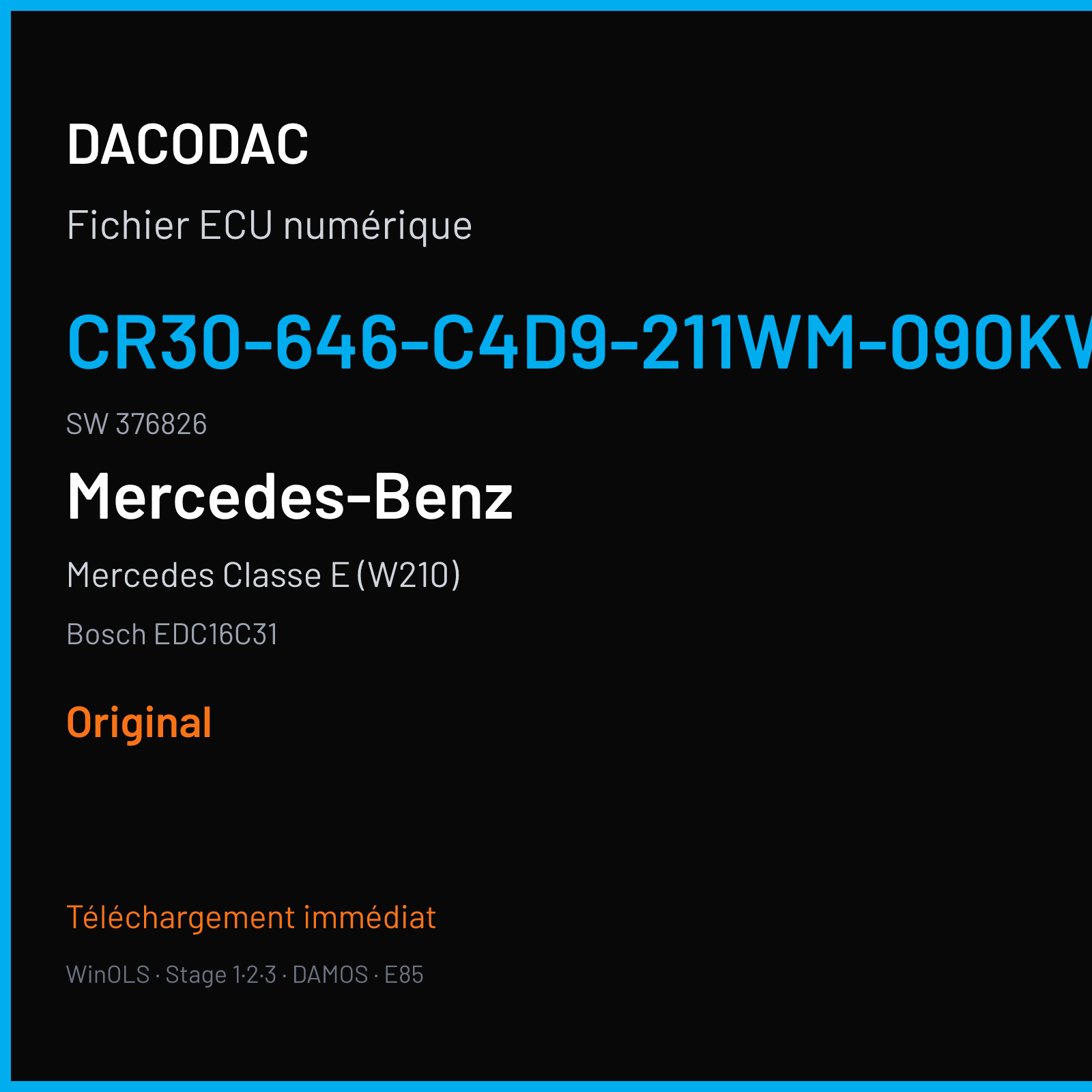 Mercedes Classe E (W210) (2004) — Bosch EDC16C31 — CR30-646-C4D9-211WM-090KW-EU4OP-ME-1105X00B · 376826 — Original