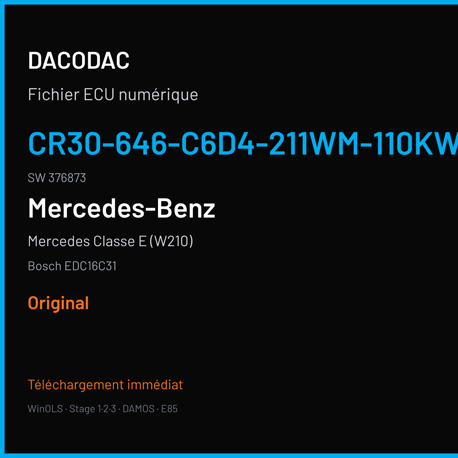 Mercedes Classe E (W210) (2005) — Bosch EDC16C31 — CR30-646-C6D4-211WM-110KW-EU4OP-ME-1705X050 · 376873 — Original