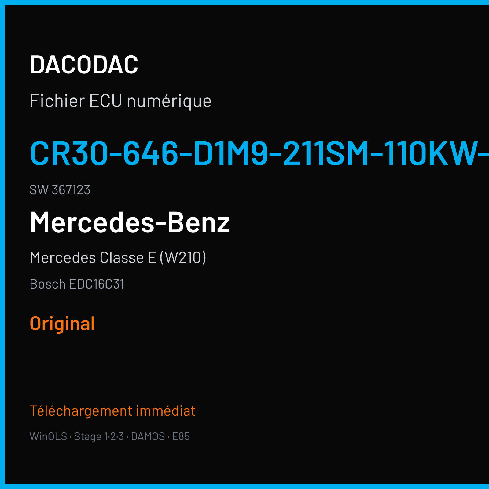Mercedes Classe E (W210) (2004) — Bosch EDC16C31 — CR30-646-D1M9-211SM-110KW-ME-3702X012 · 367123 — Original