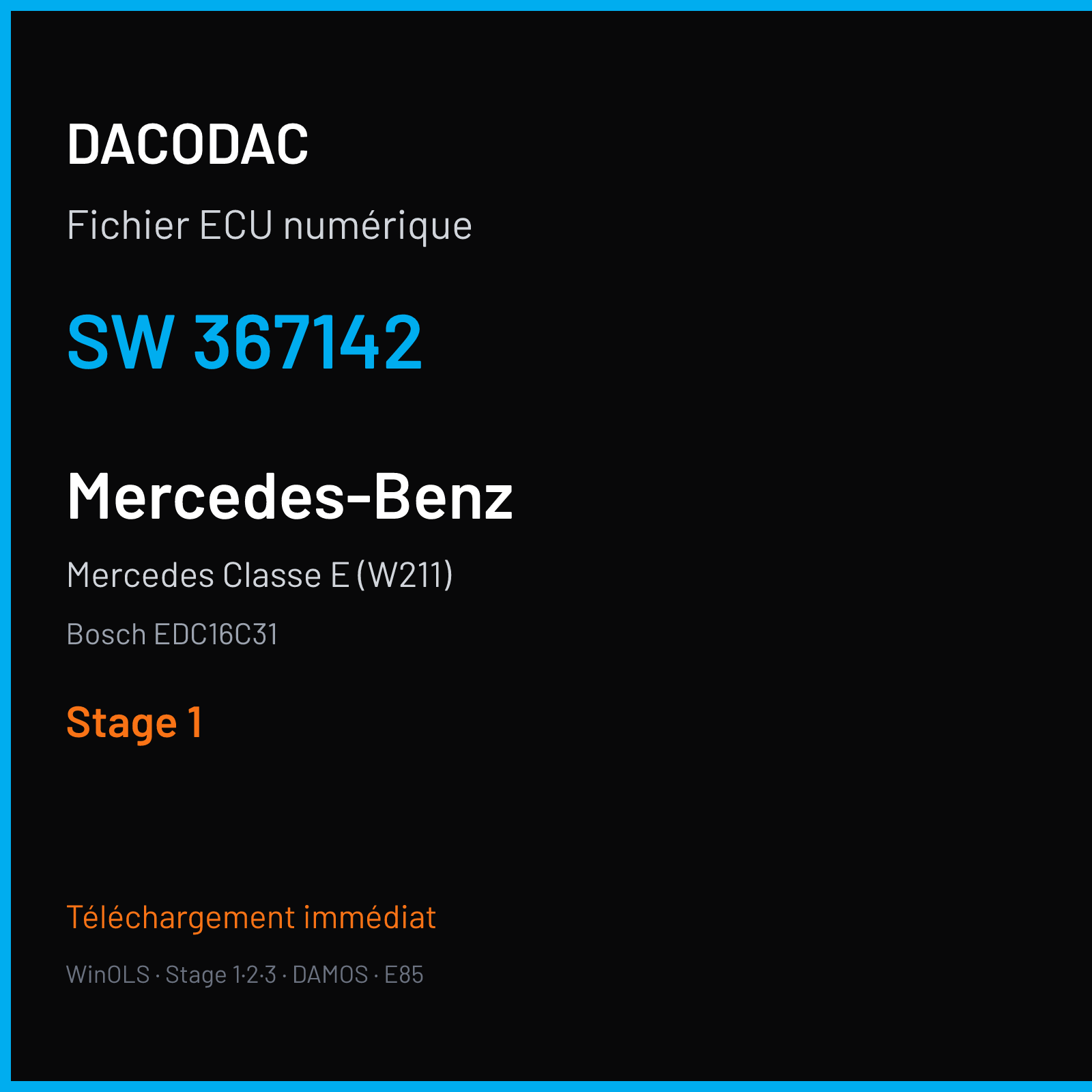 Mercedes Classe E (W211) (2004) — Bosch EDC16C31 — 367142 — Stage 1