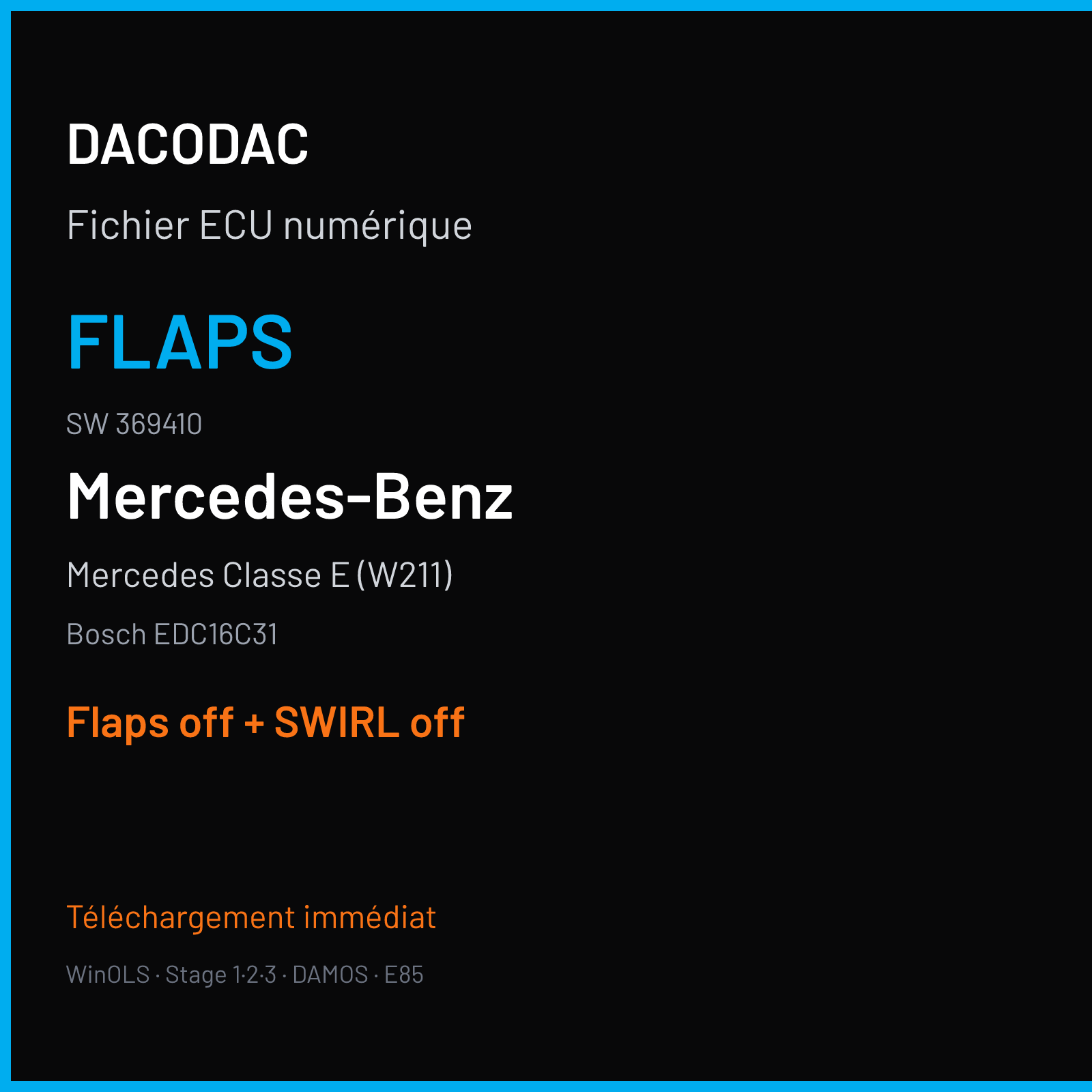 Mercedes Classe E (W211) — Bosch EDC16C31 — 369410 — Flaps off + SWIRL off
