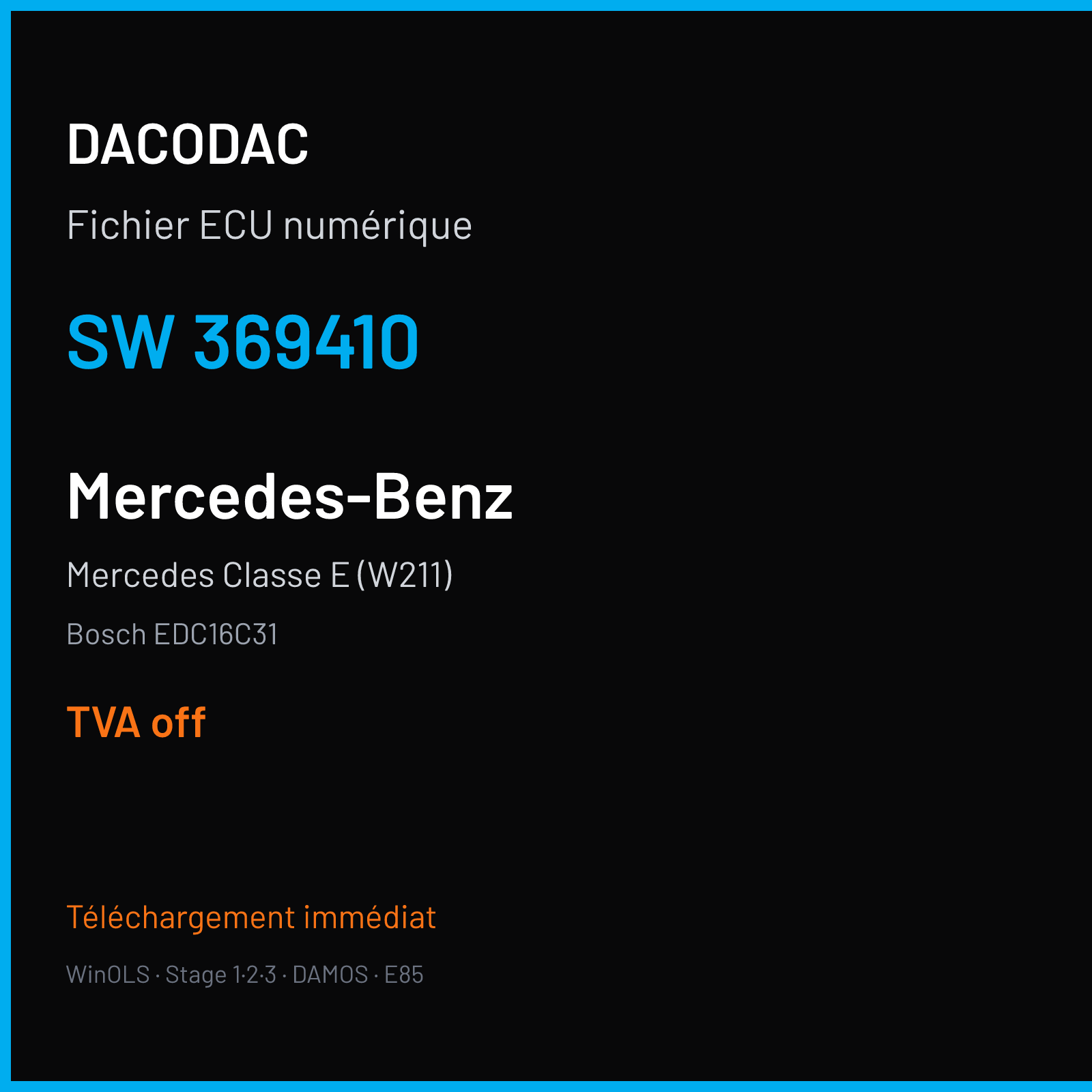 Mercedes Classe E (W211) — Bosch EDC16C31 — 369410 — TVA off