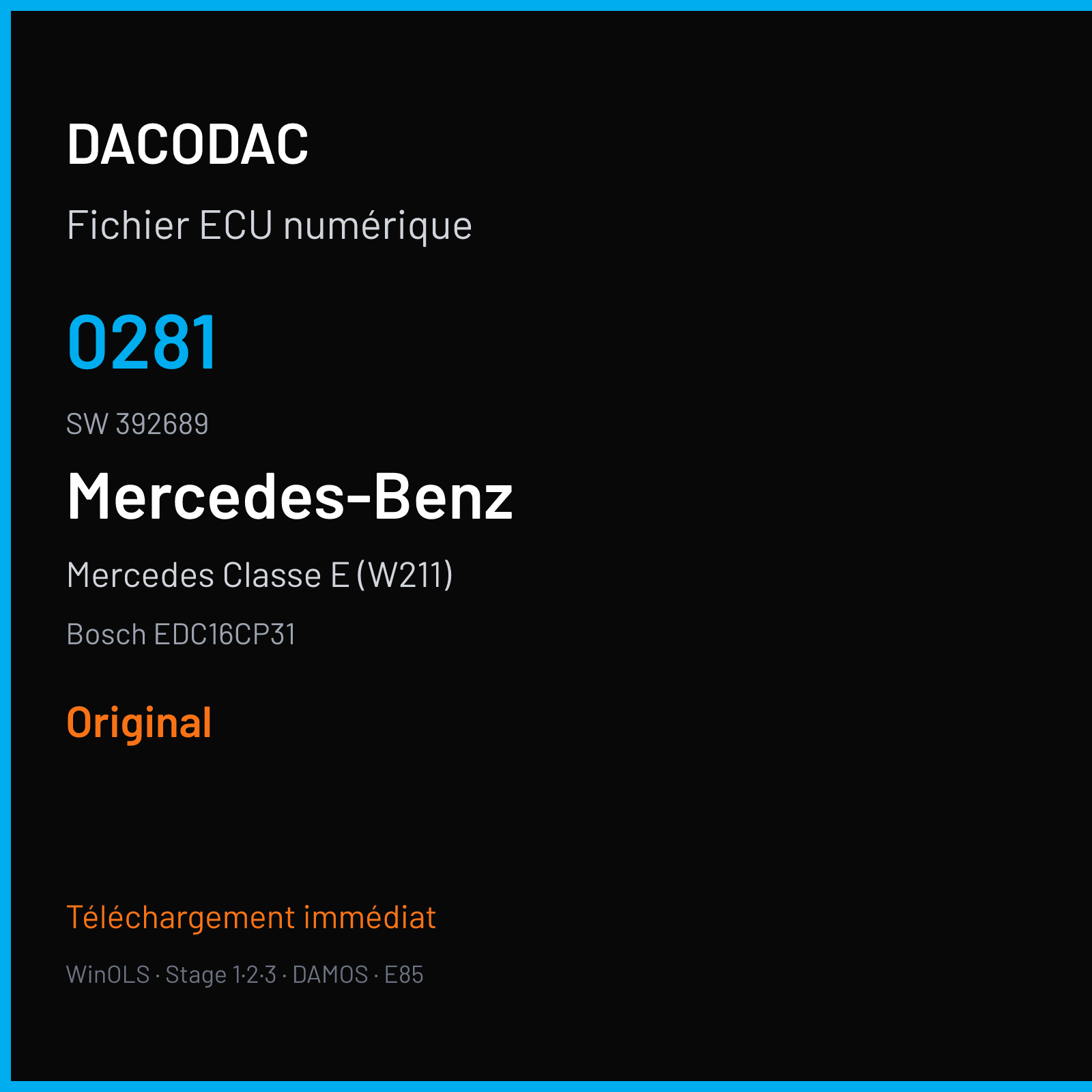Mercedes Classe E (W211) (2006) — Bosch EDC16CP31 — 0281 · 392689 — Original