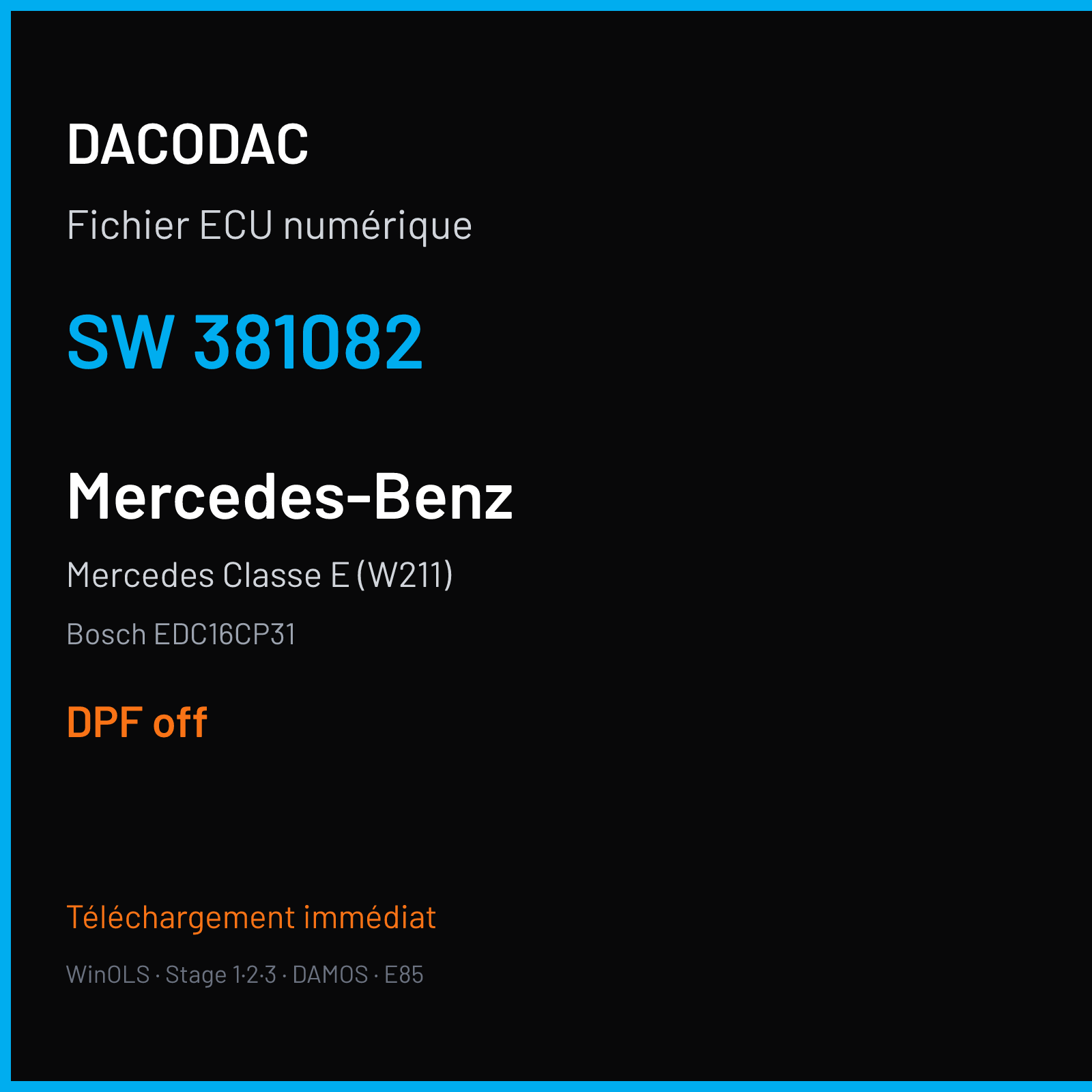 Mercedes Classe E (W211) (2006) — Bosch EDC16CP31 — 381082 — DPF off