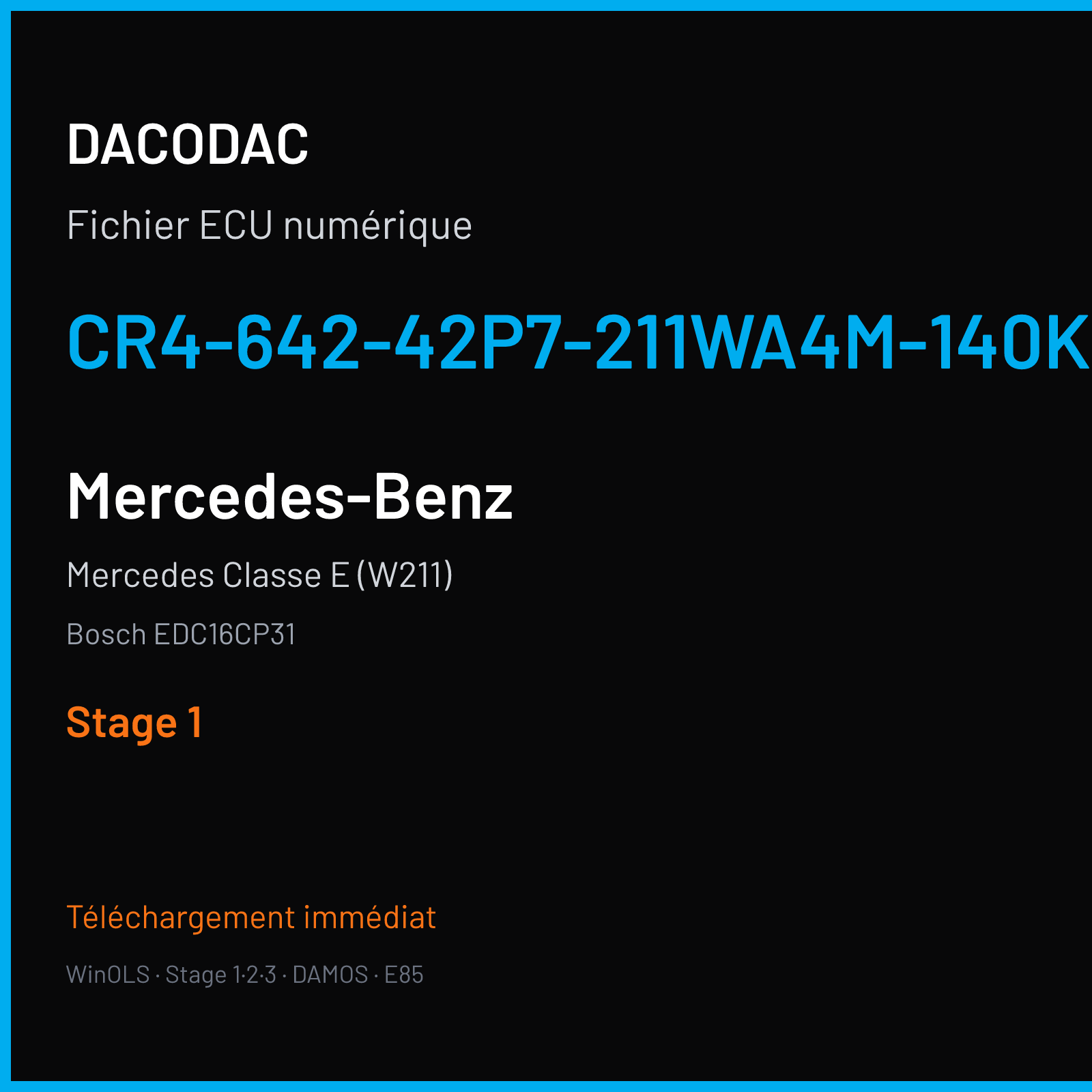 Mercedes Classe E (W211) (2009) — Bosch EDC16CP31 — CR4-642-42P7-211WA4M-140KW-PT2R05-DPF-2207X063BME — Stage 1