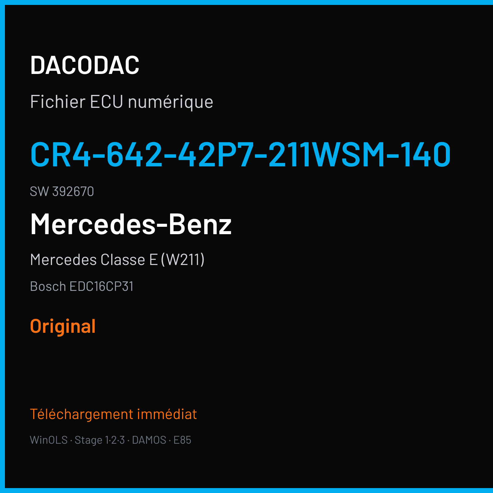 Mercedes Classe E (W211) (2008) — Bosch EDC16CP31 — CR4-642-42P7-211WSM-140 · 392670 — Original